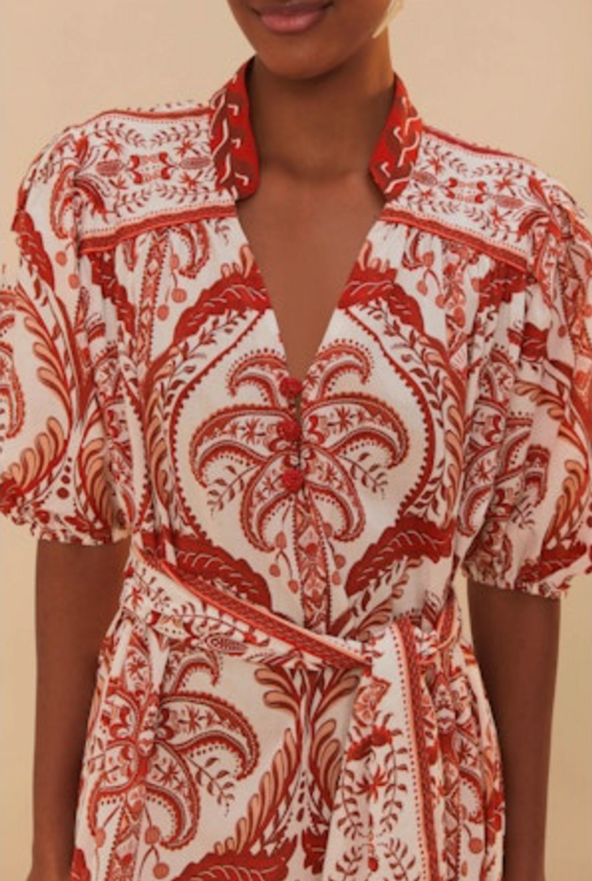 Tropical Cameo Maxi Dress in Off-White/Red Climate-Adaptive