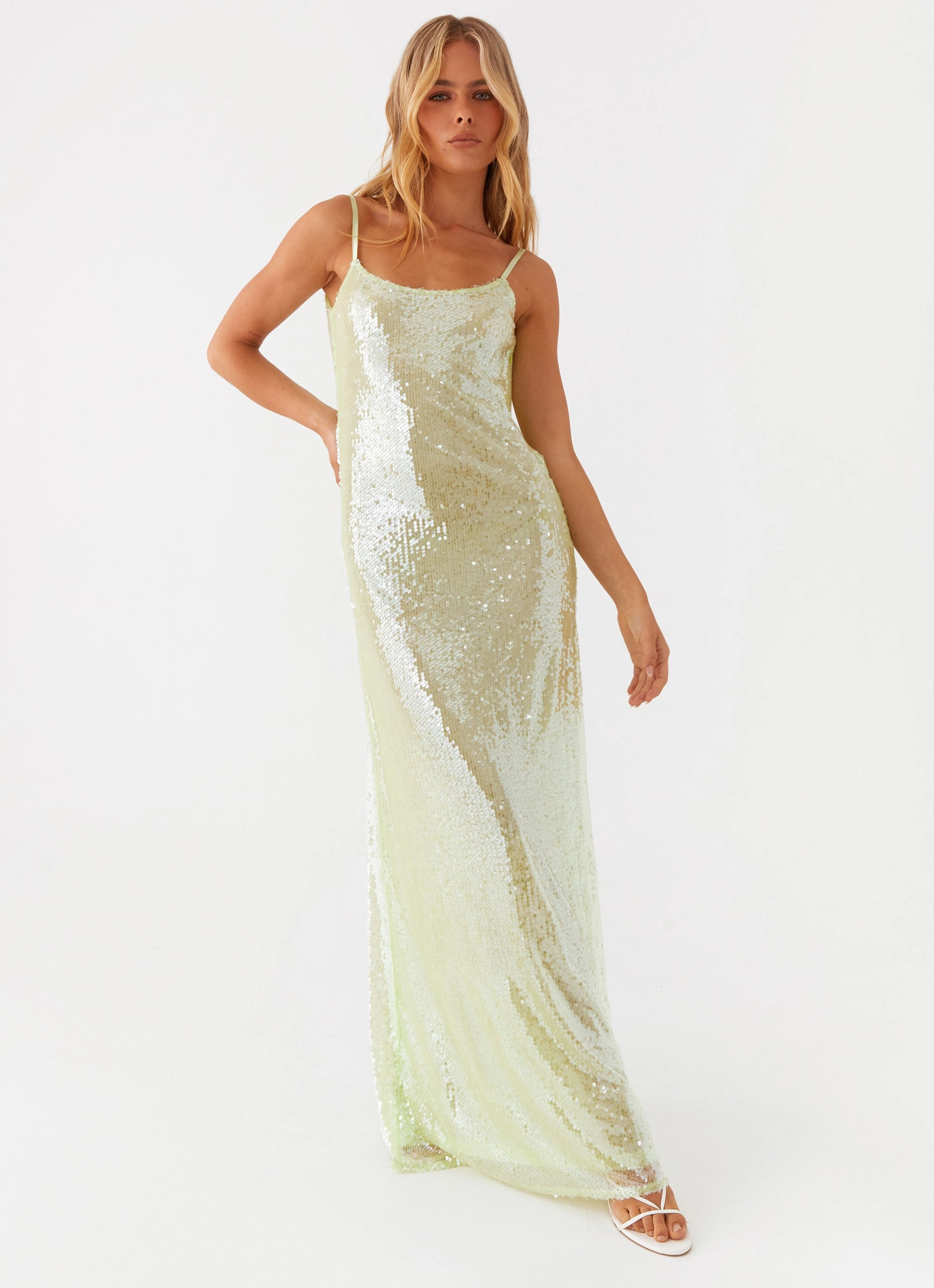 Lounge Cut Higher Level Sequin Maxi Dress - Mint