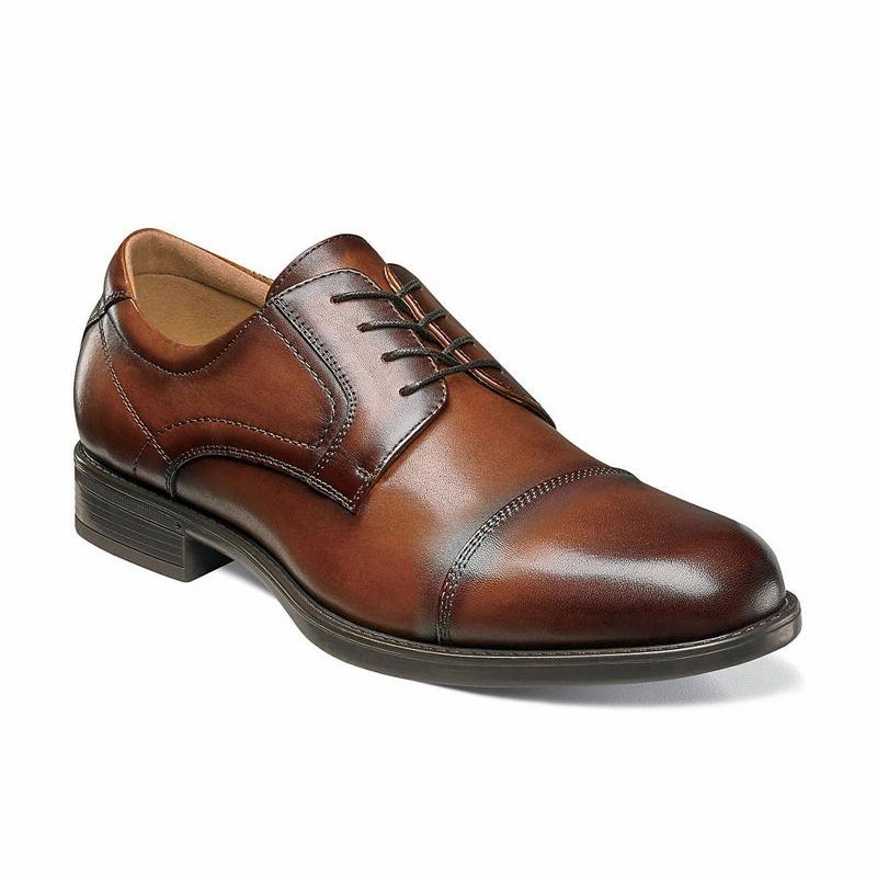 Men's Midtown Cap Toe Oxford Cognac Tech Knit