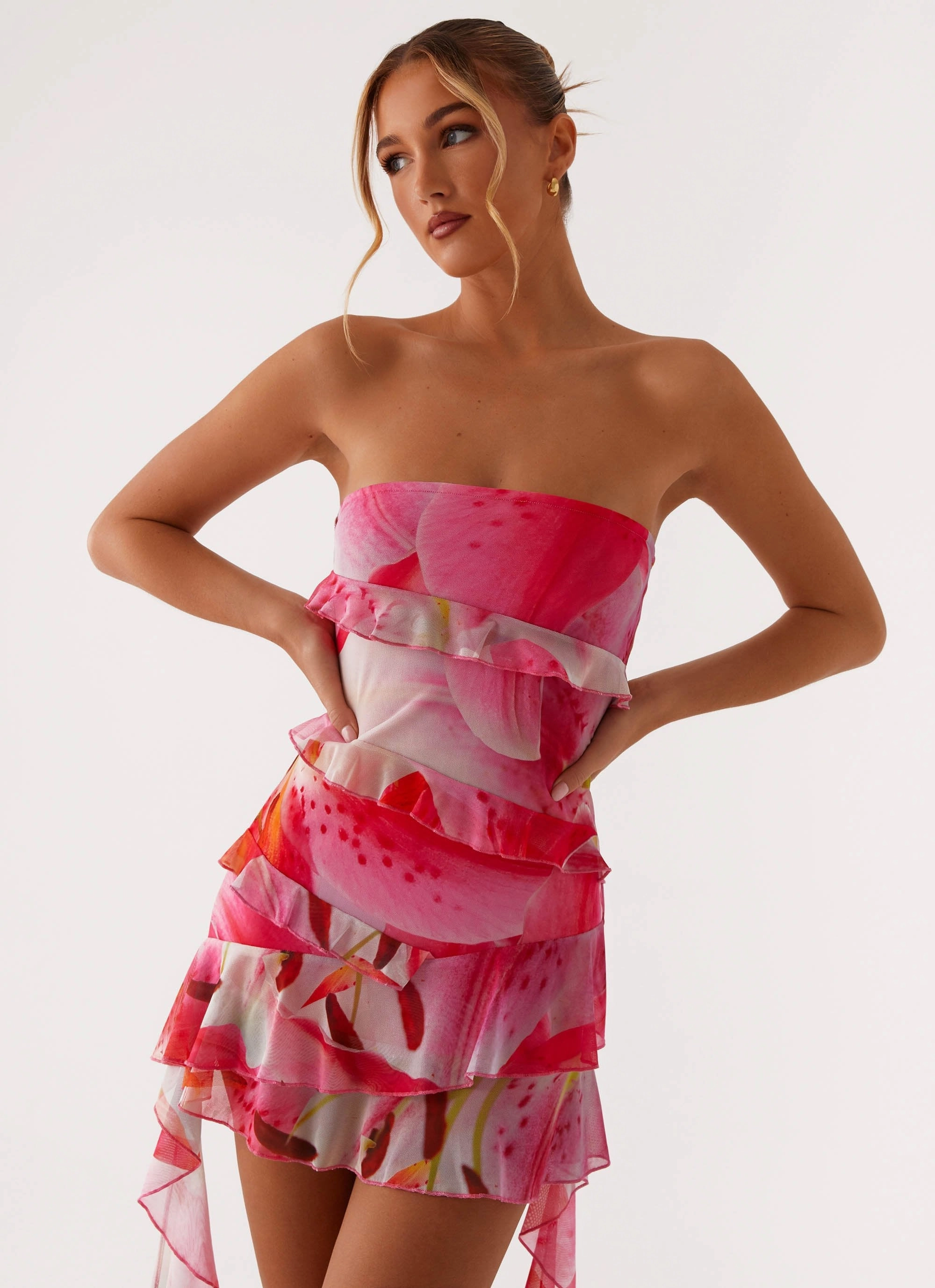 Casual and Comfy Macey Mini Dress - White Pink Lilly