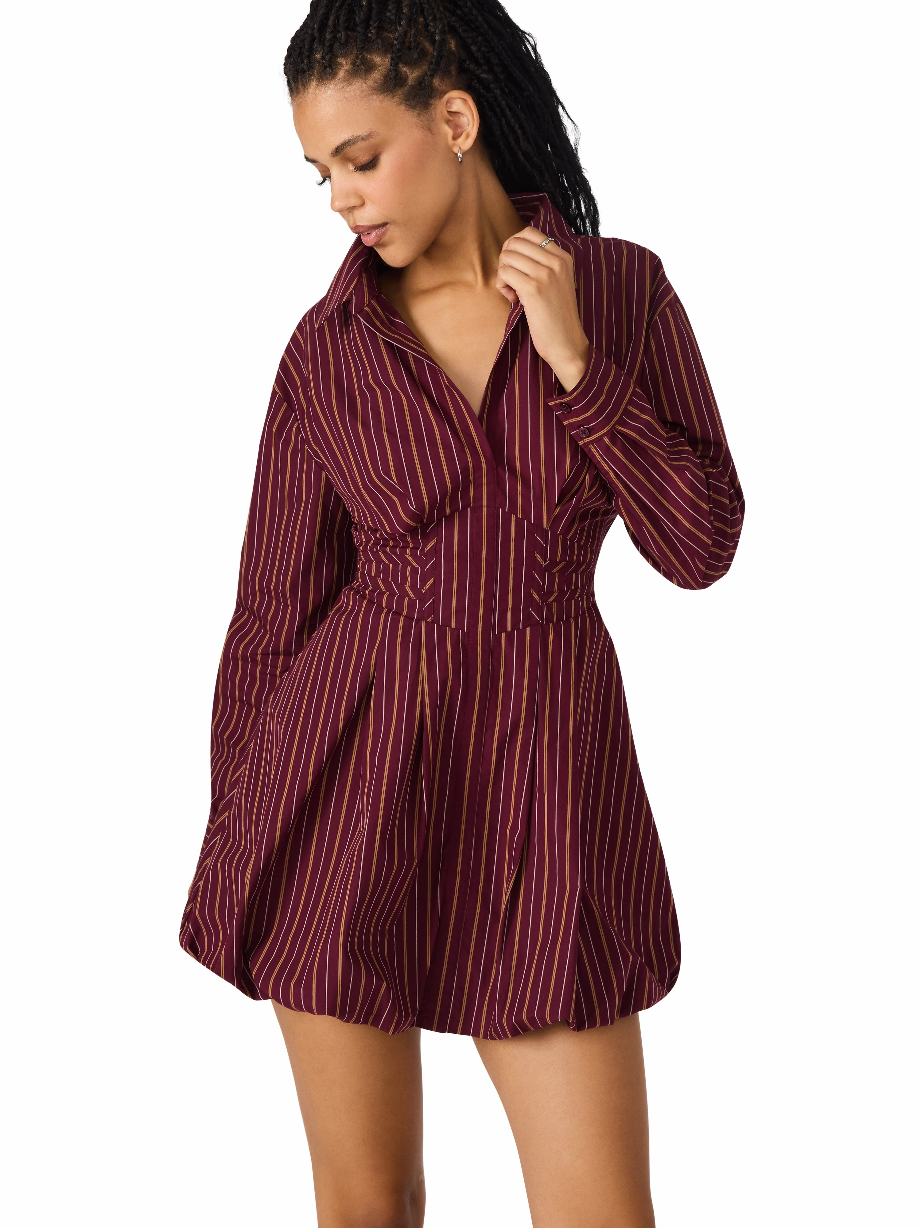 Arielle Dress in Wine Flowy Cut Form Flow
