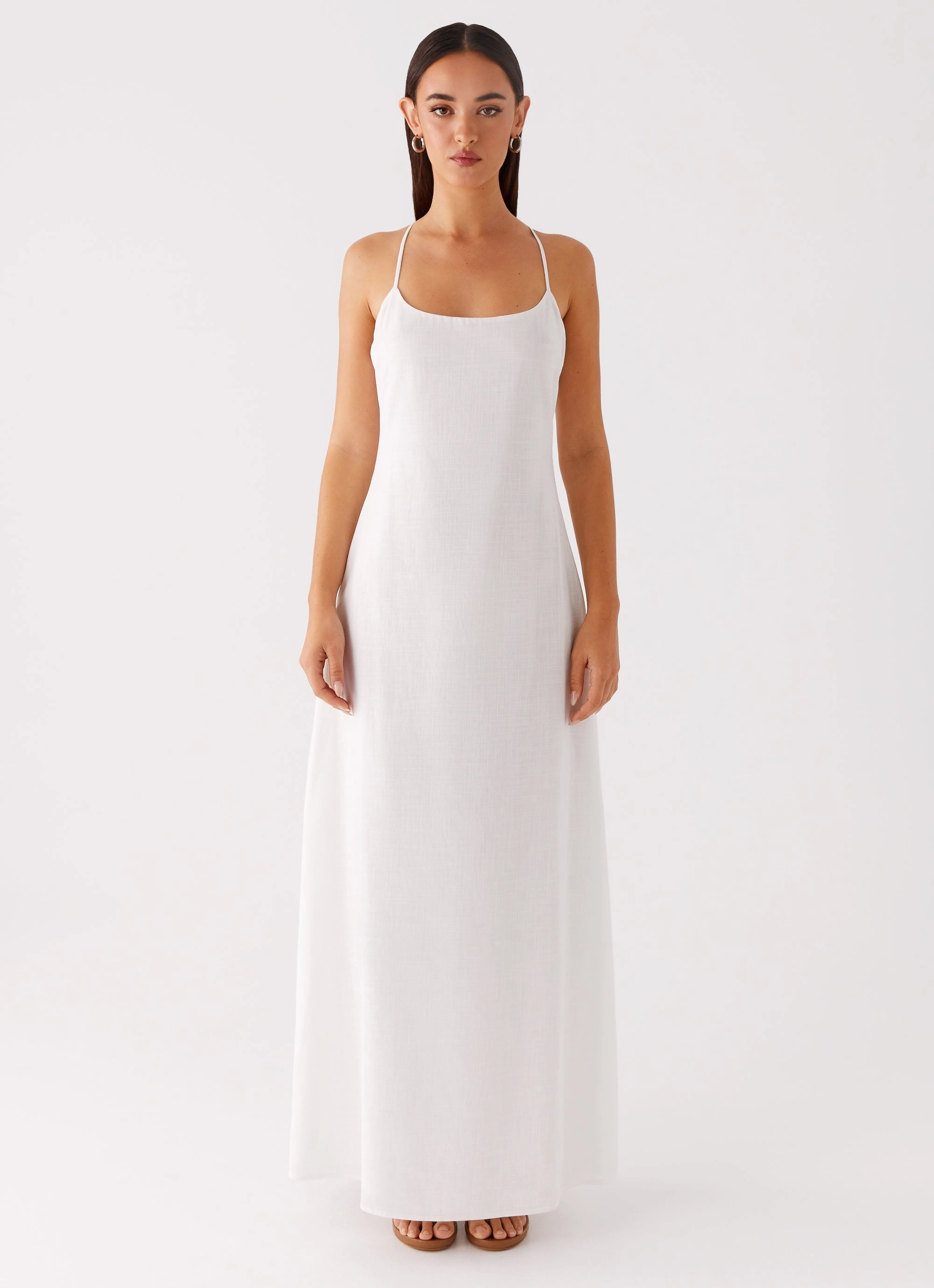 Chic Ensemble Madeleine Scoop Neck Maxi Dress - Off White