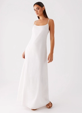 Night Party Tailored Mood Madeleine Scoop Neck Maxi Dress - Off White