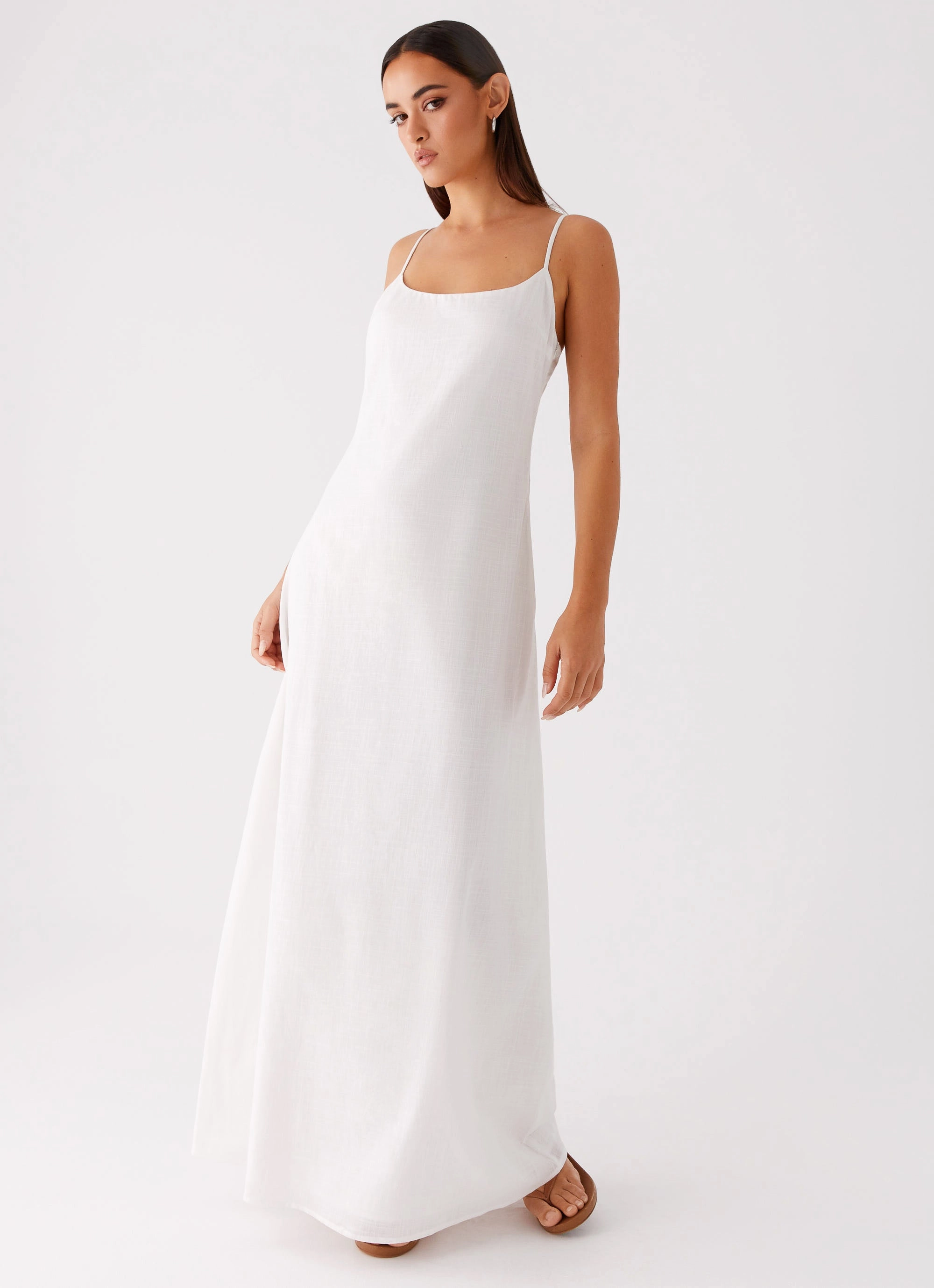 Night Party Tailored Mood Madeleine Scoop Neck Maxi Dress - Off White