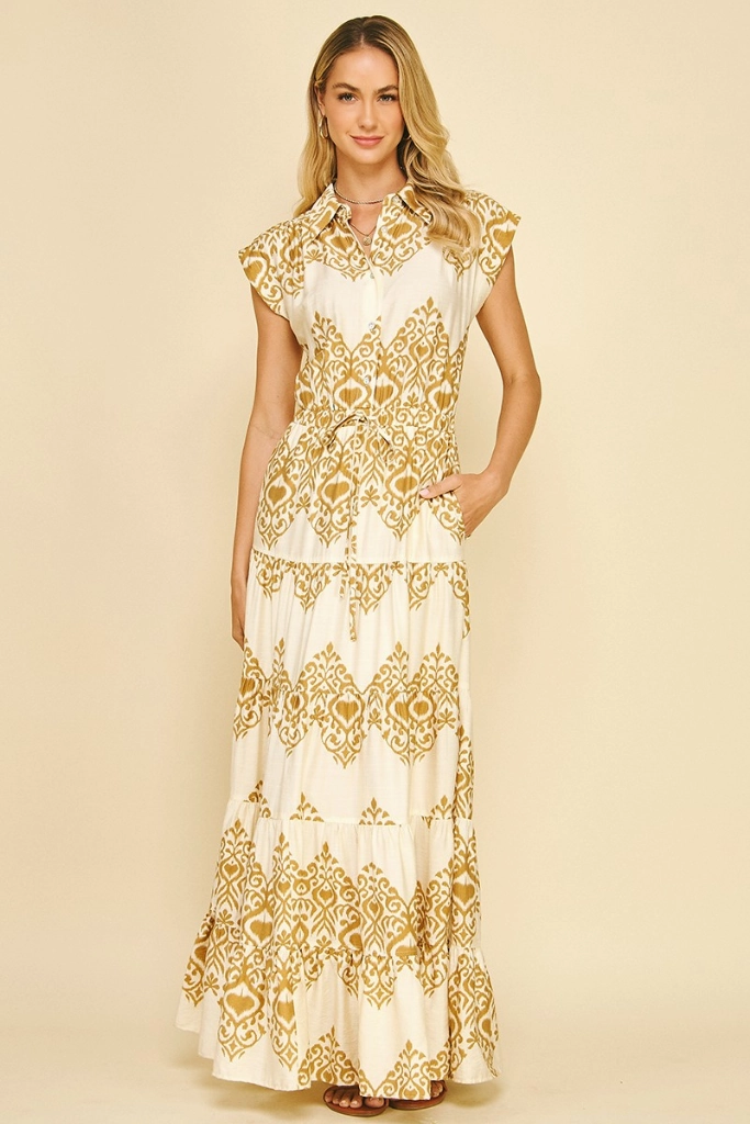 Mae Damask Printed Maxi Dress Chill Design Heritage-Brand