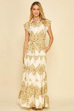 Mae Damask Printed Maxi Dress Chill Design Heritage-Brand