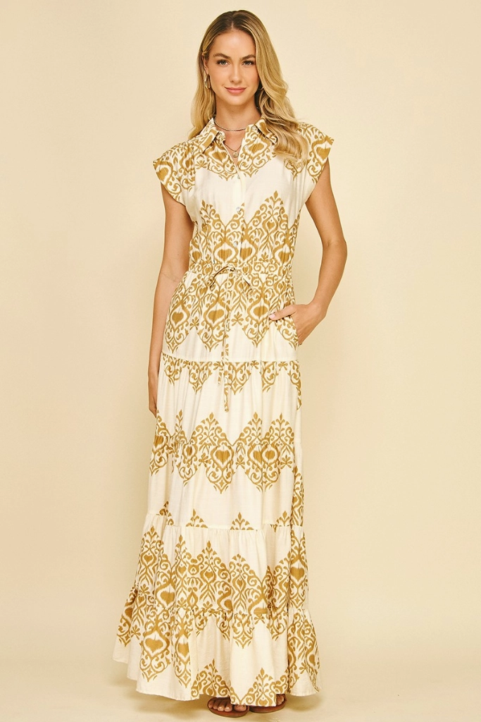 Mae Damask Printed Maxi Dress Love Soft Easy Layers