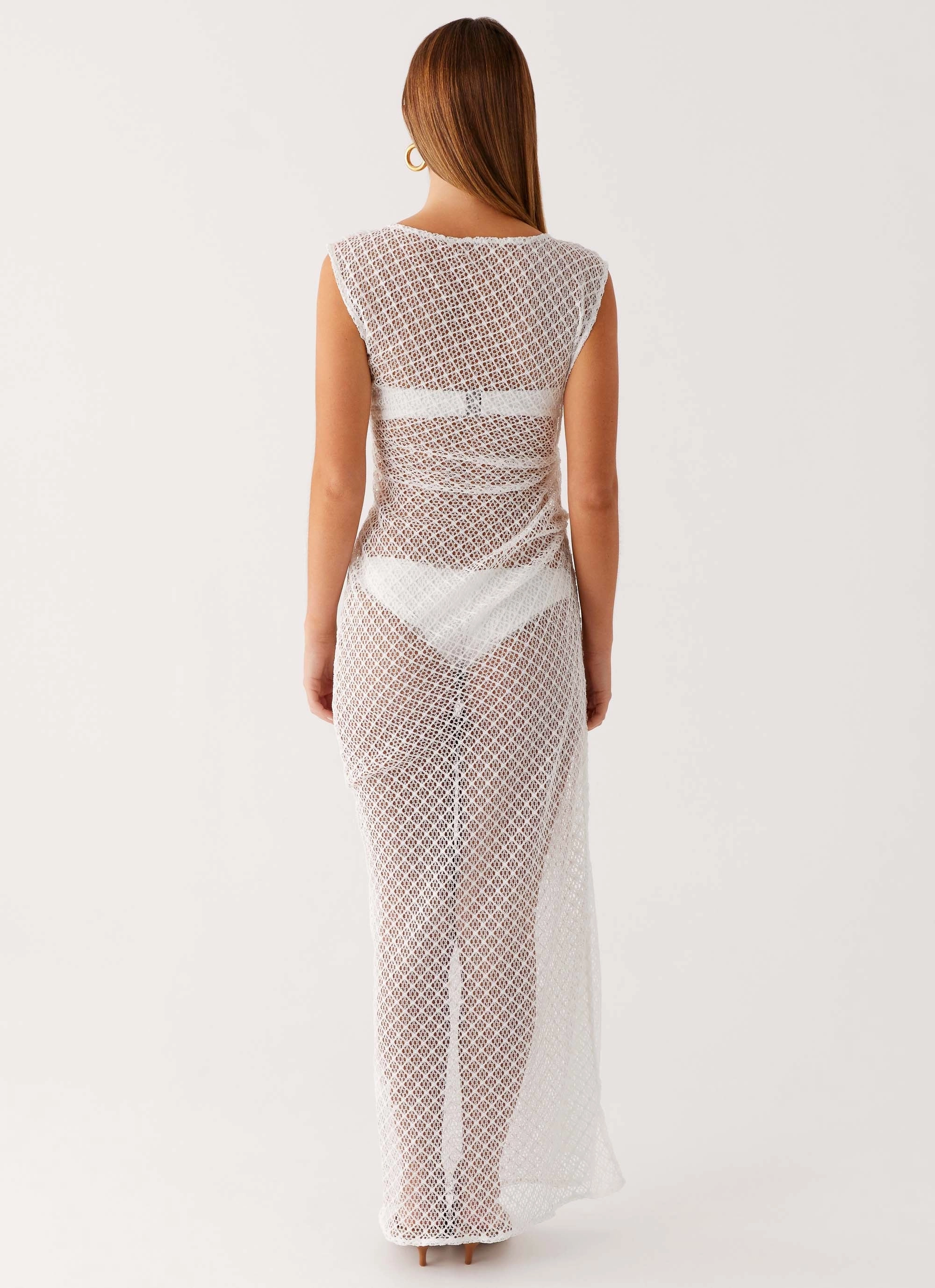 Maeva Maxi Dress - White Long Sleeve Bright Accent