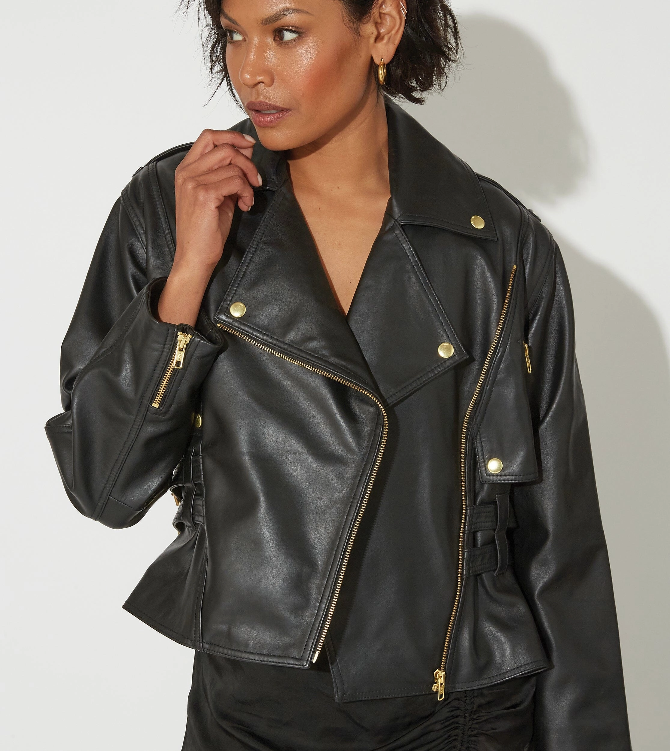 Maeve Leather Jacket | Black Cold Day Outfit Ultimate Warmth