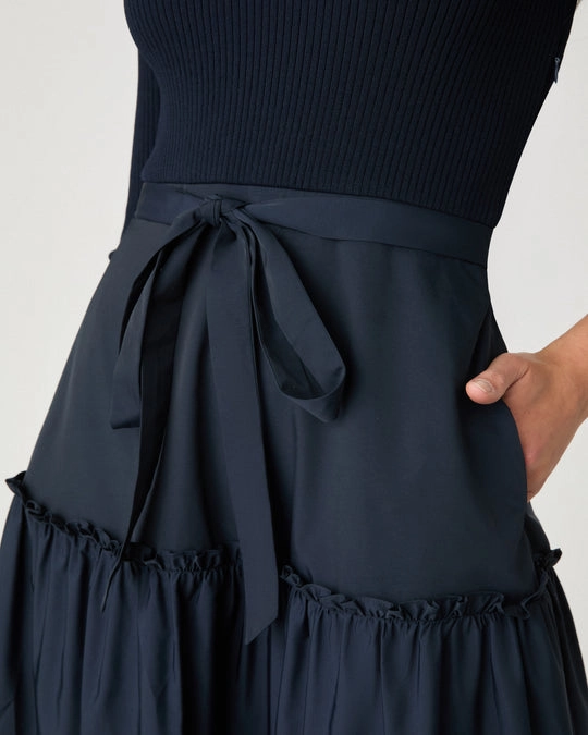 Feminine layered dress Street Vibe Magda Knit Dress in Navy