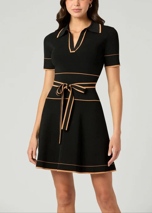 Vibrant Wear Maggie Dress in Jet/Terracotta