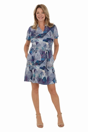 Maida Ruffle Neck Short Sleeve Dress Stylish Wear Shade Glow