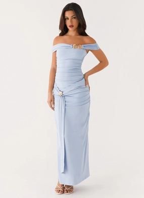 Majorly Maxi Dress - Blue Smooth Detail