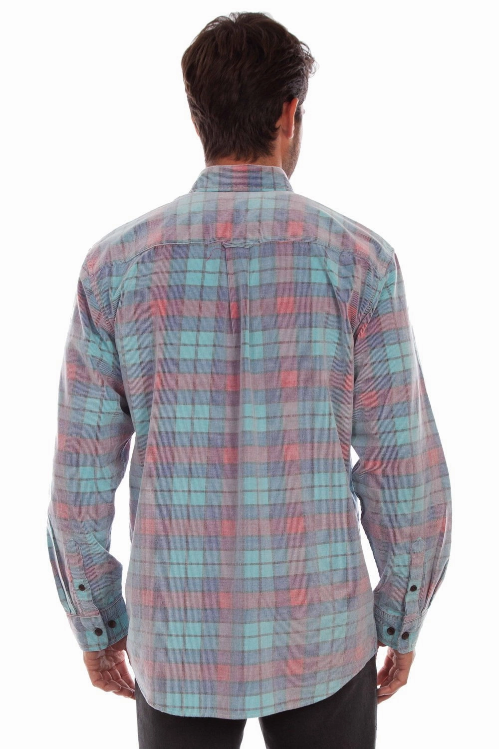 Anti Static Fabric Spring Collection Scully Mens Corduroy Plaid Blue 100% Cotton L/S Shirt