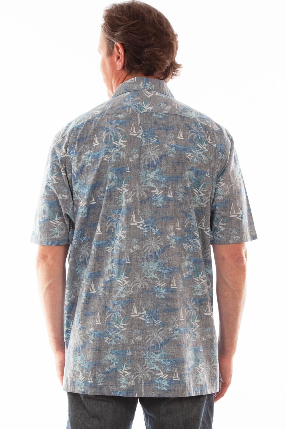 Outdoor Adventure Scully Mens Grey 100% Cotton Hawaiian Boats S/S Shirt
