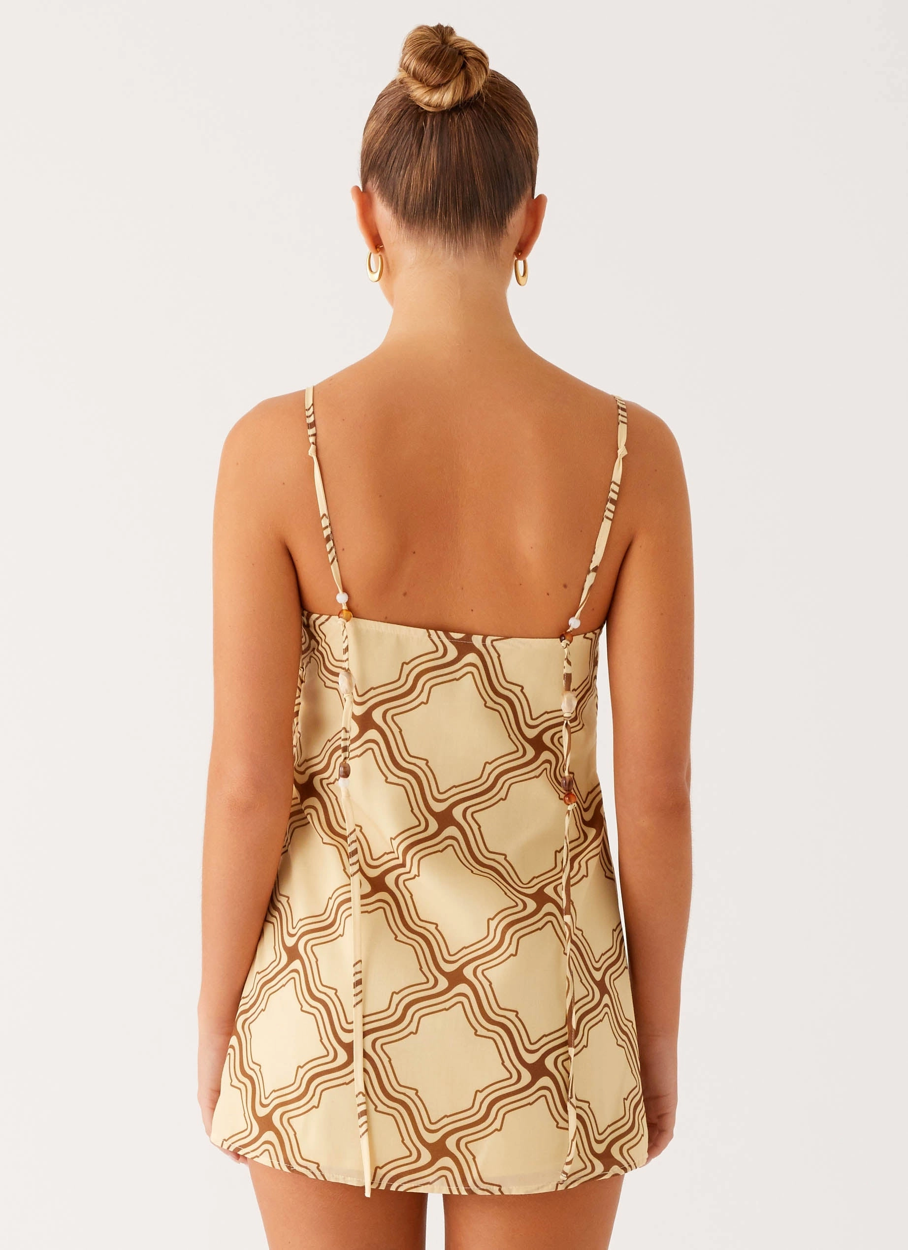 Front Ruffle Beauty Feel Mantra Mini Dress - Tidal Wave Print