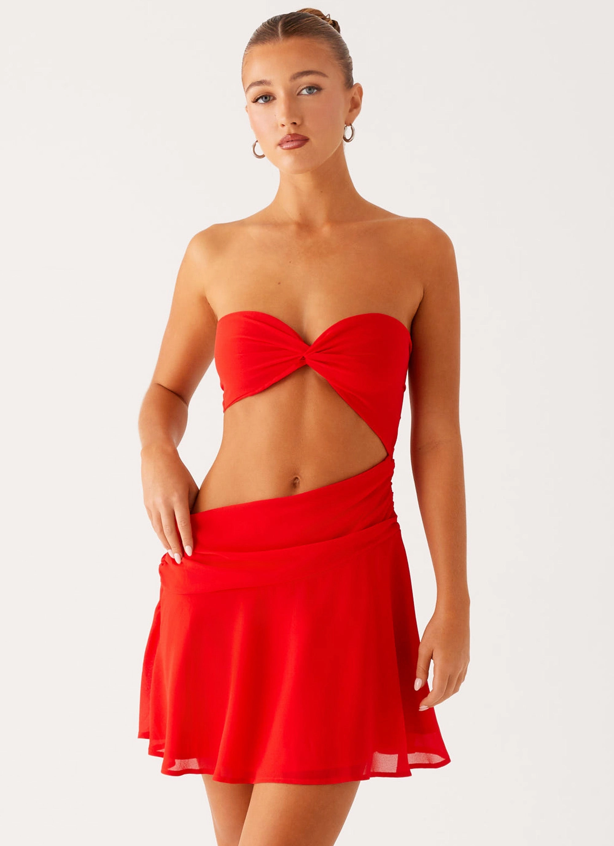 Marbella Mini Dress - Red Button-front Effortless Look