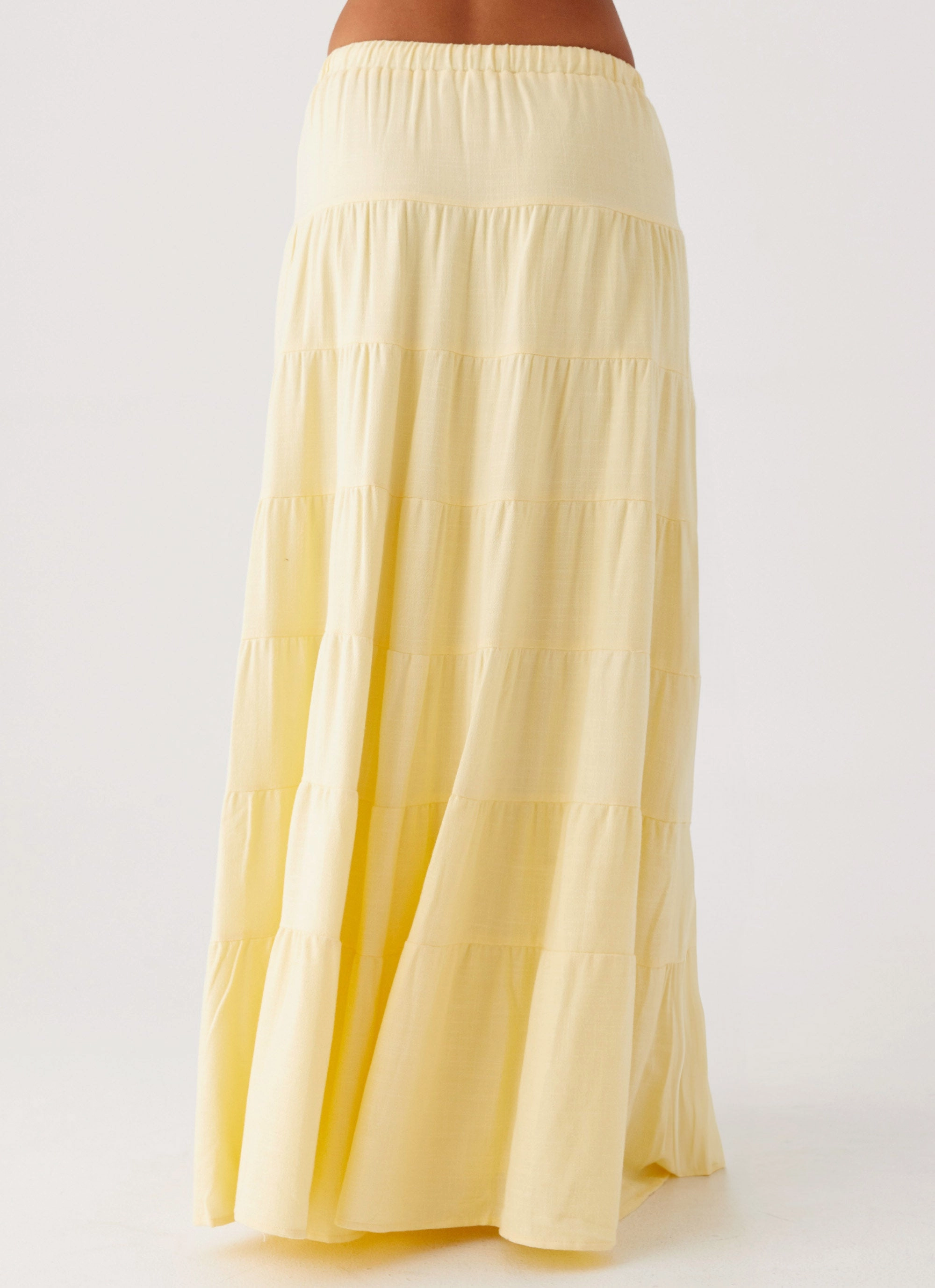 UV Protection WrinkleFree Finish Mariella Linen Maxi Skirt - Yellow