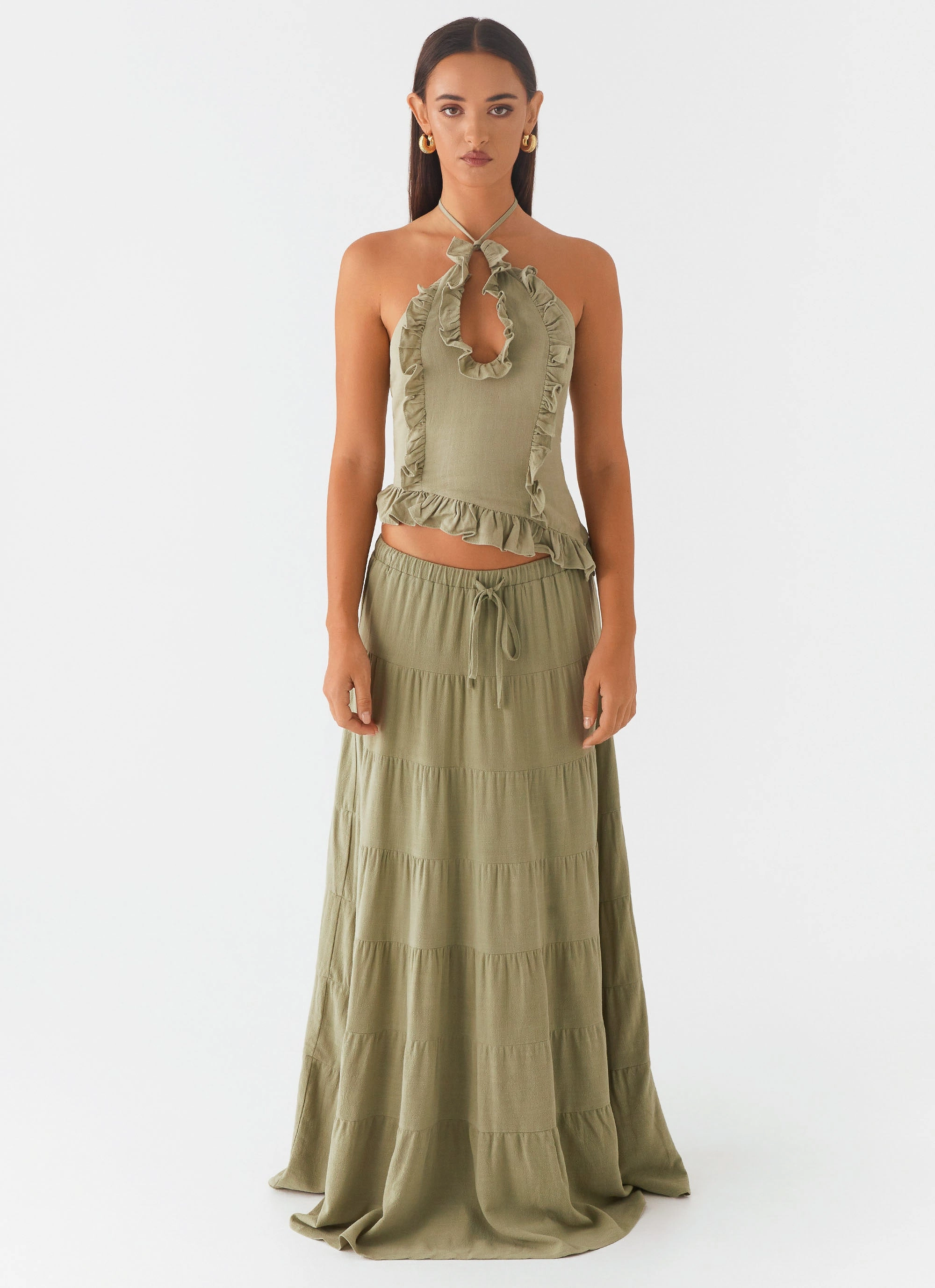 Anti Pilling Fabric Mariella Linen Top - Sage