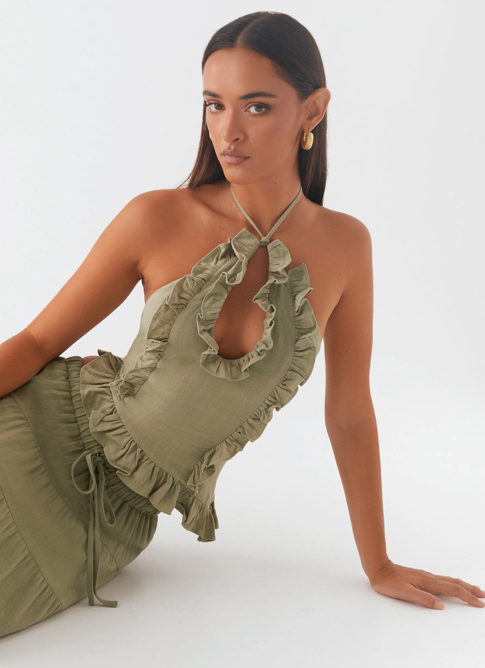 Mariella Linen Top - Sage Relaxed Tee BreathableMeshPanel