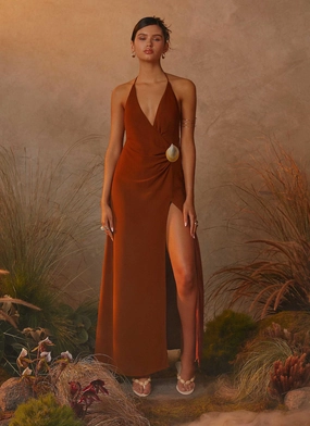 Modern Lines Marjoram Maxi Dress - Chocolate