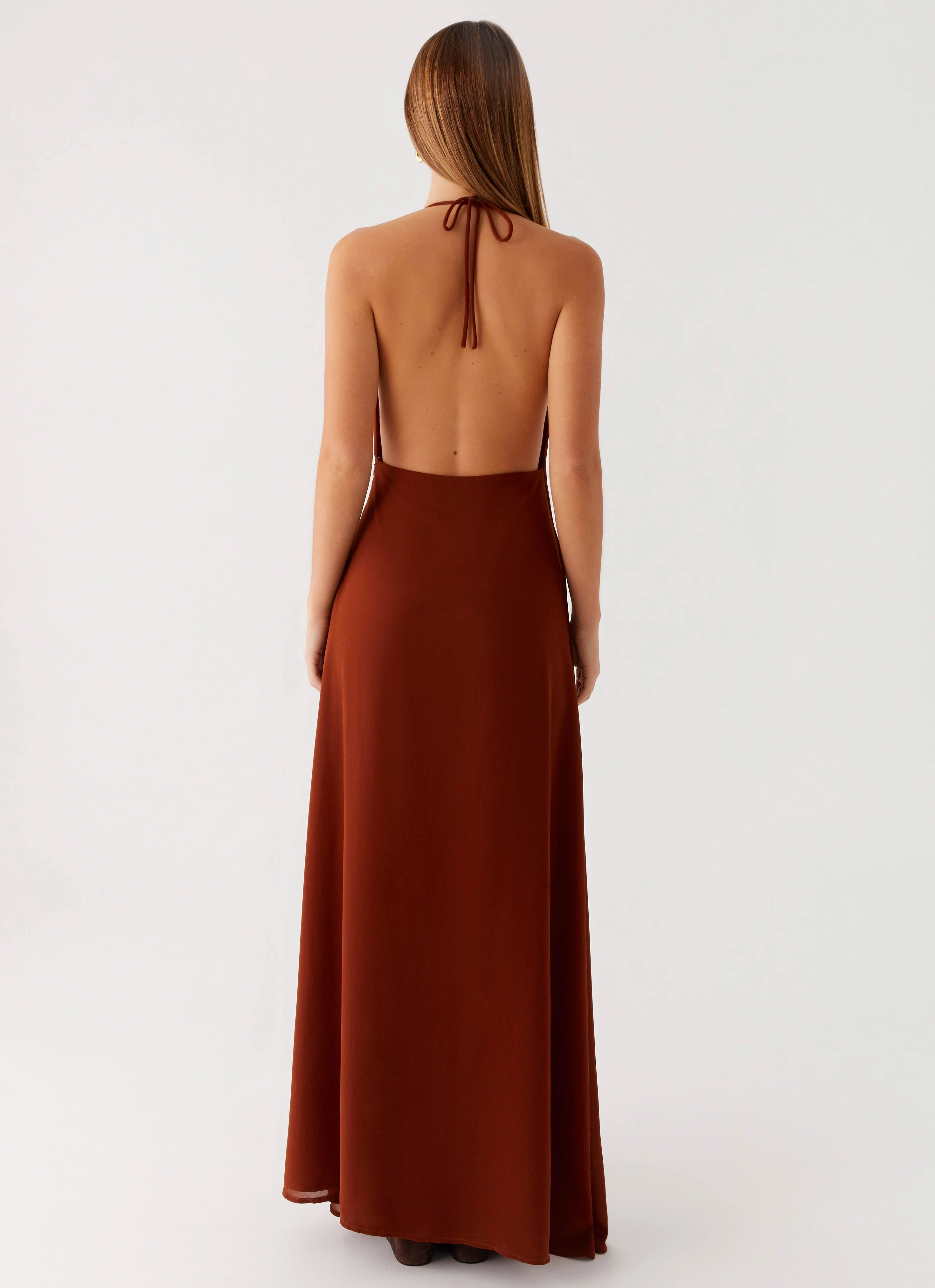 Easy Drape Breathable Material Marjoram Maxi Dress - Chocolate