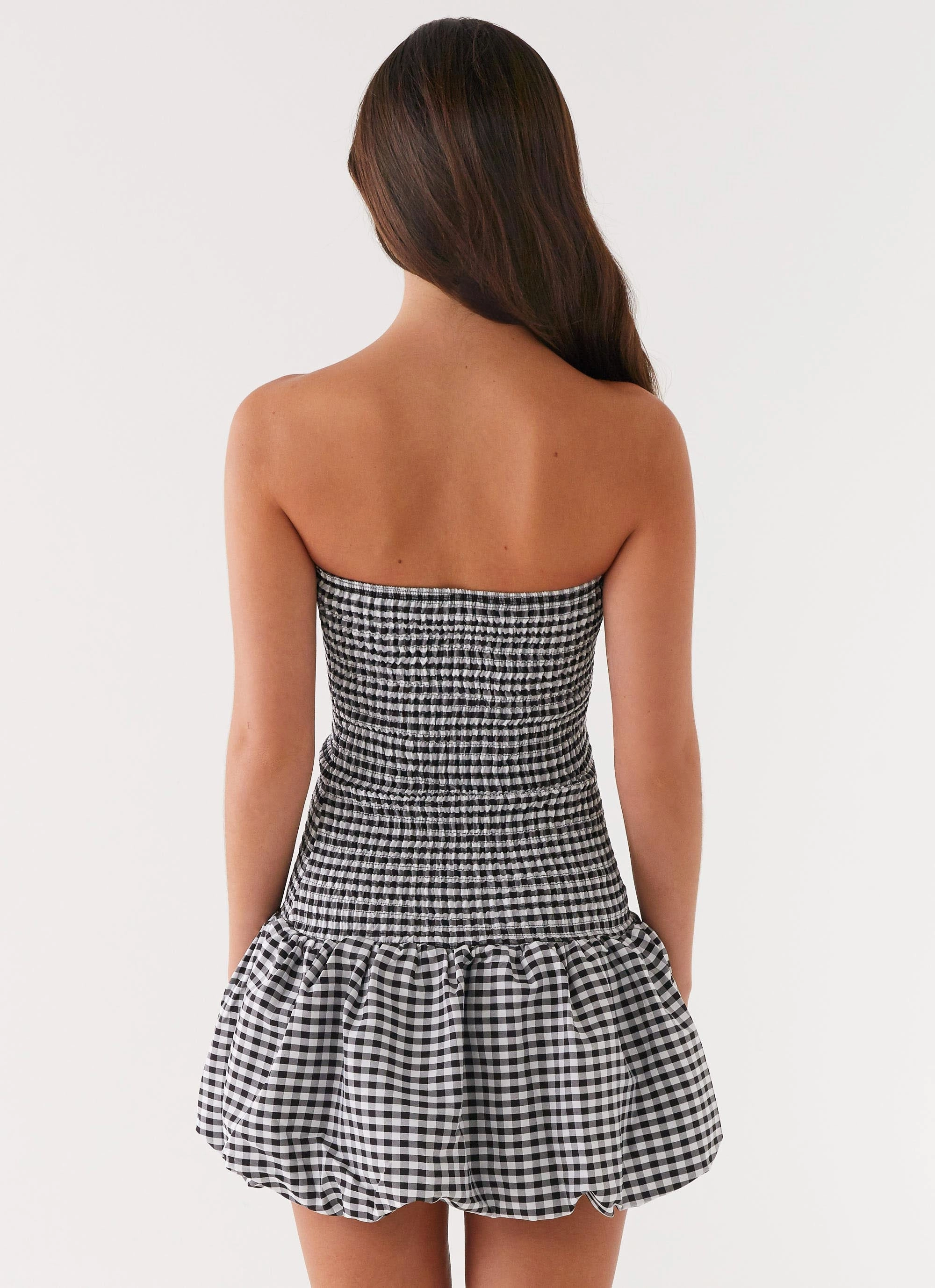 slim fit Formal Aura Martell Mini Dress - Black Gingham