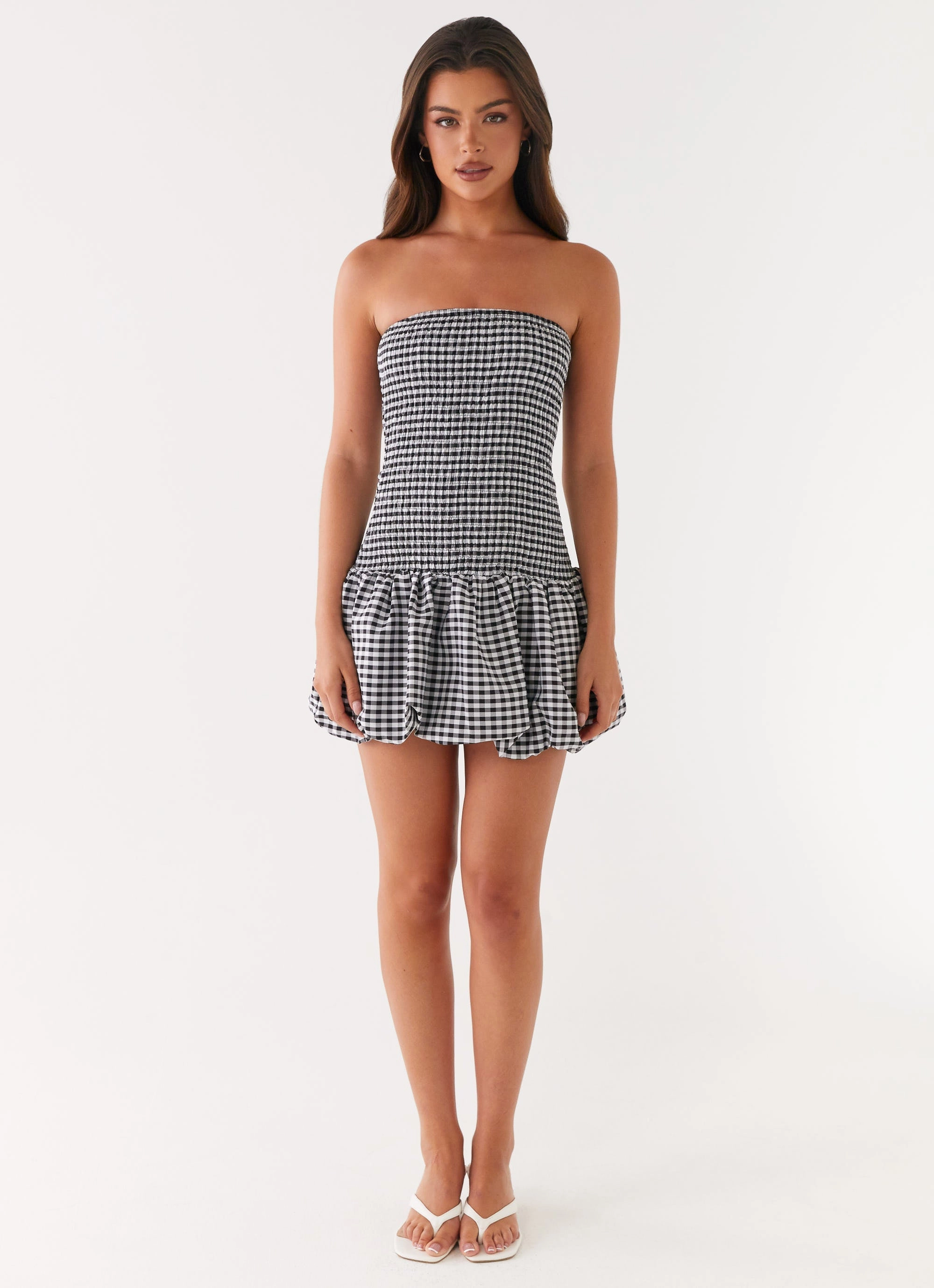 Martell Mini Dress - Black Gingham Earthy Hue Timeless Comfort Wear