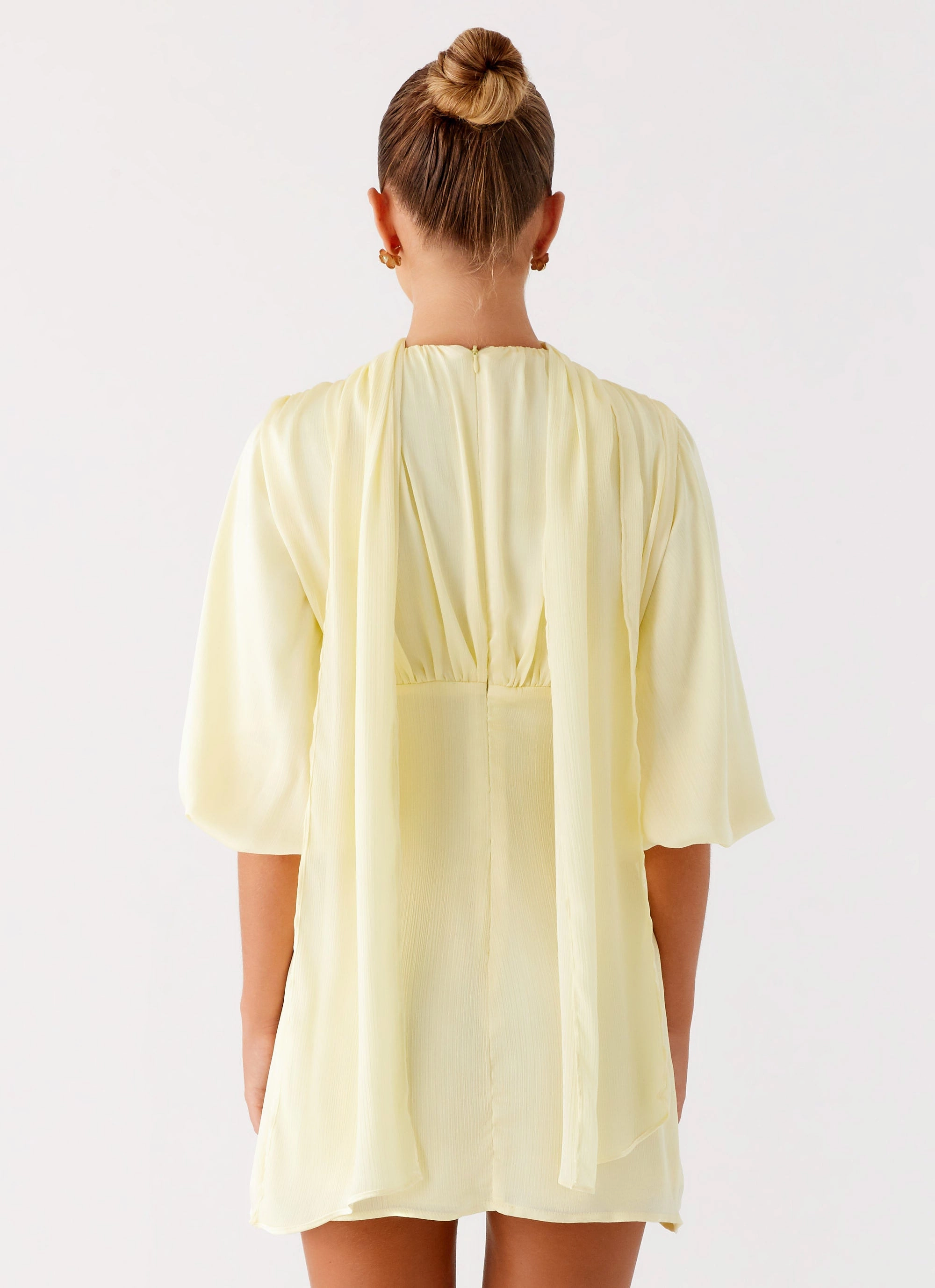 Mary Mini Dress - Yellow V-Neck