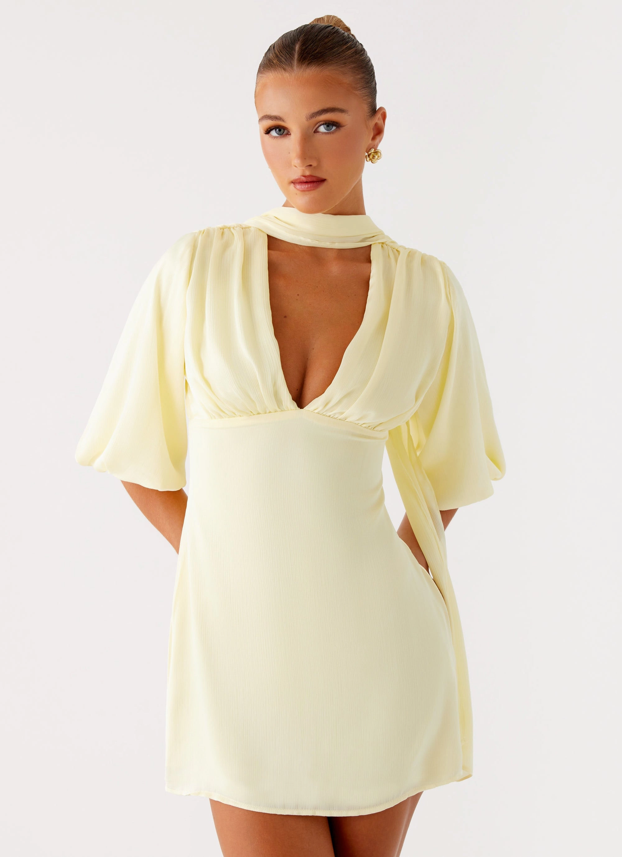 Mary Mini Dress - Yellow Runway-Ready Chic Comfort Look