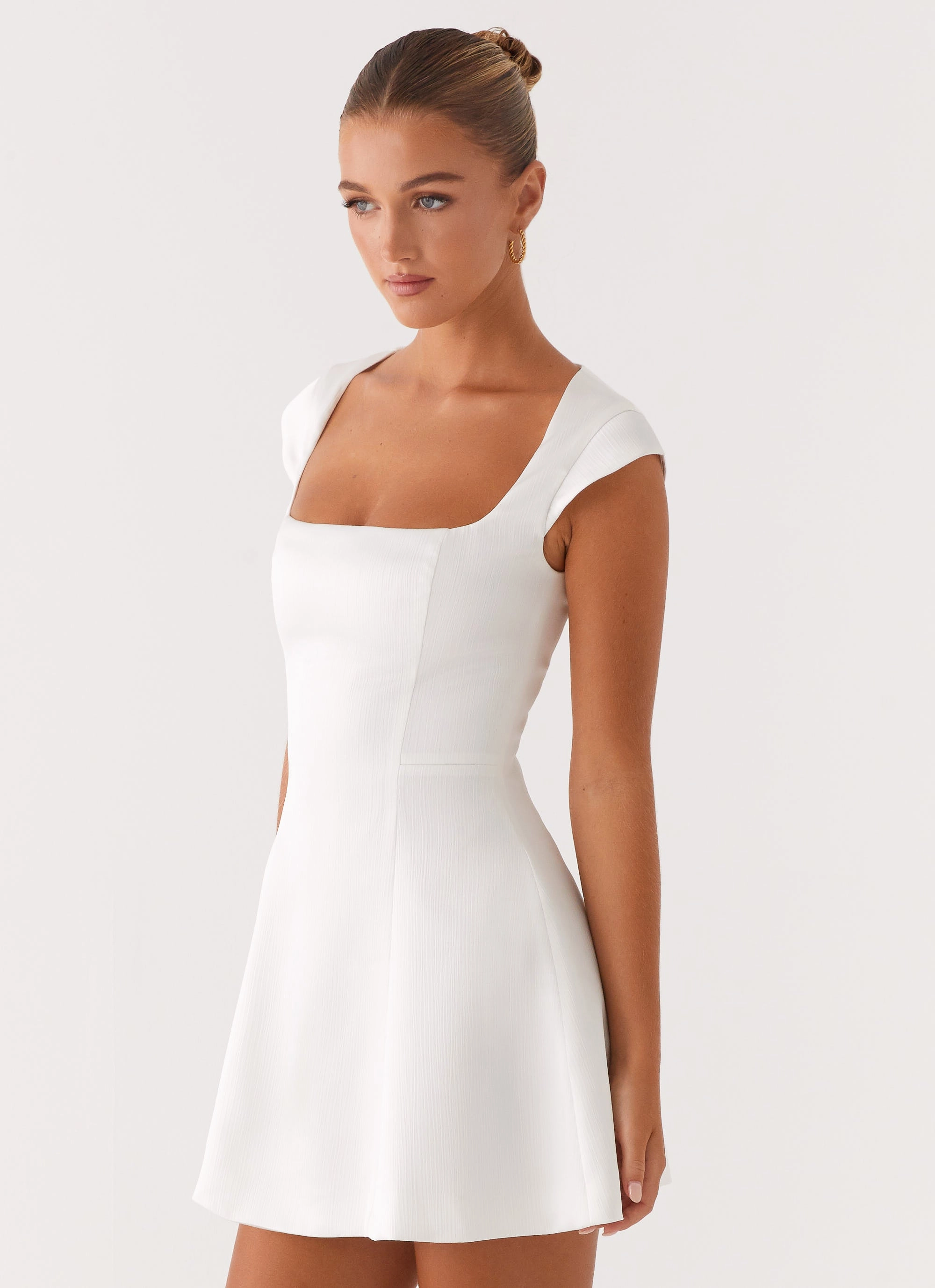 Maryjane Mini Dress - White Playful-Detail Refined Stitch