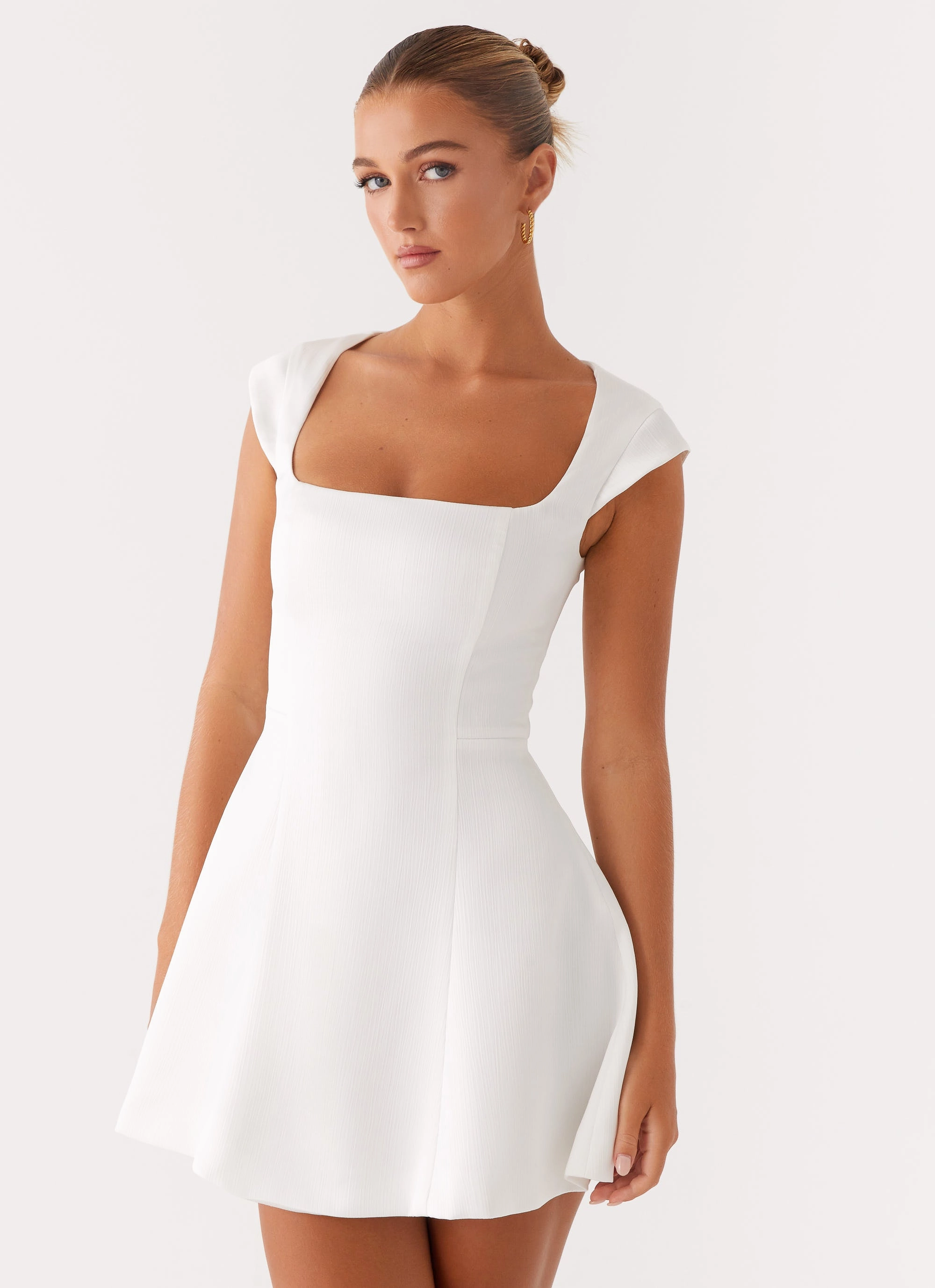 Classic Design Maryjane Mini Dress - White