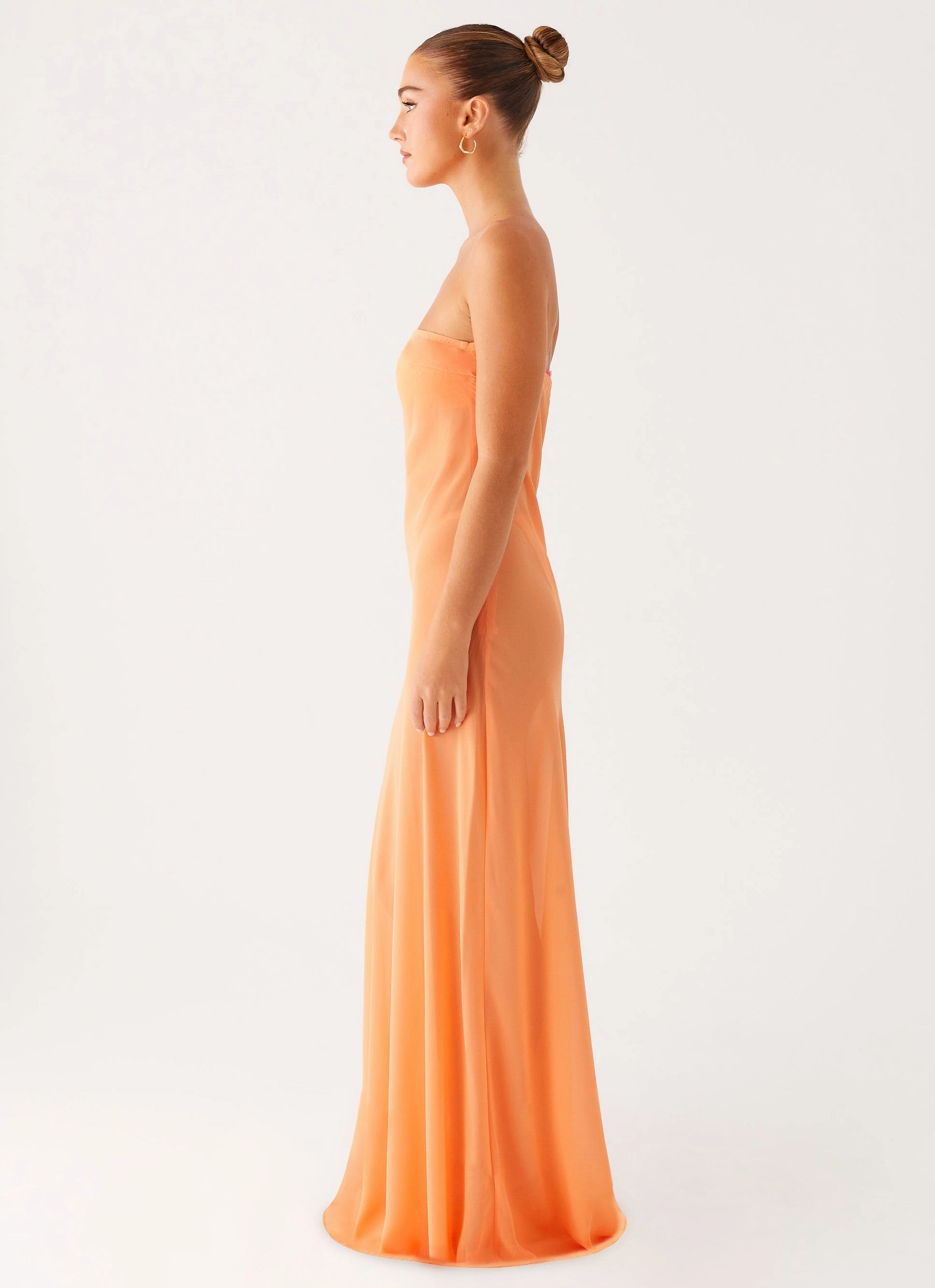 Mattie Strapless Maxi Dress - Orange Zip Ease