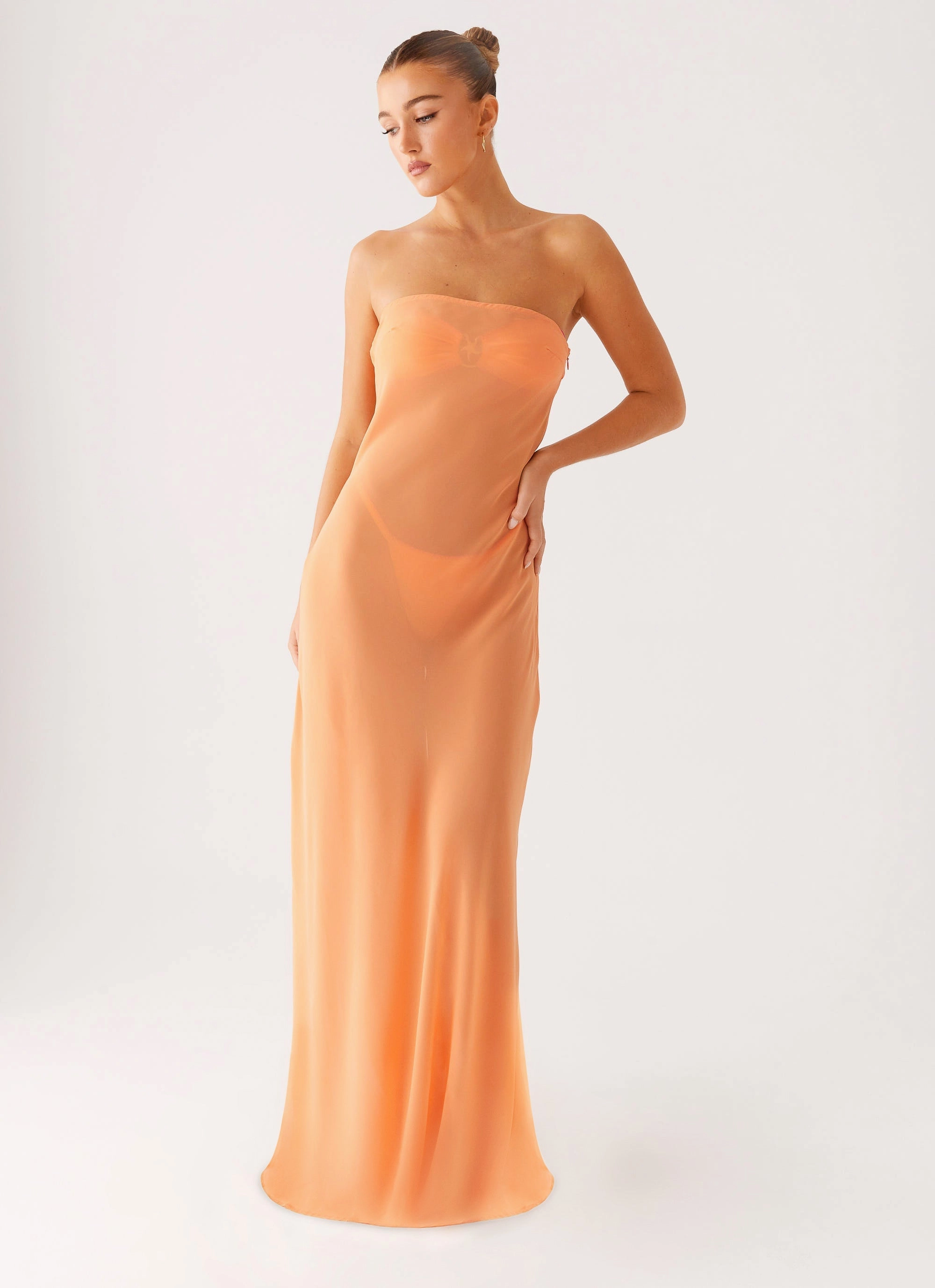 Fashion-Forward Fit Mattie Strapless Maxi Dress - Orange