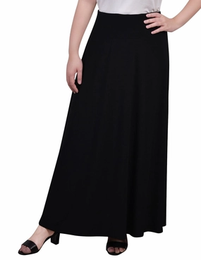 Sleek And Stylish Maxi A-Line Skirt With Front Faux Belt With Ring Detail