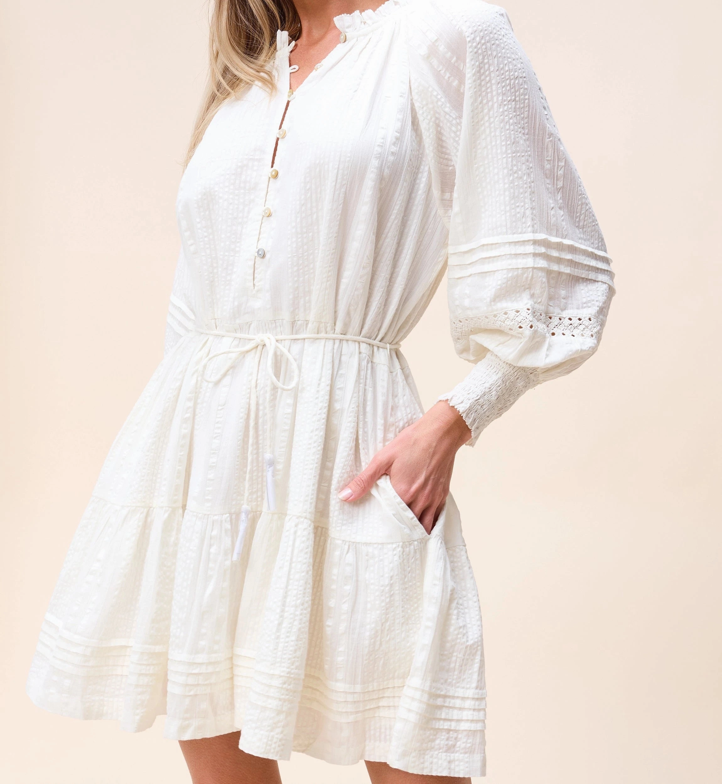 Cozy Cut Relaxed Layers Meadow Mini Dress | Ivory