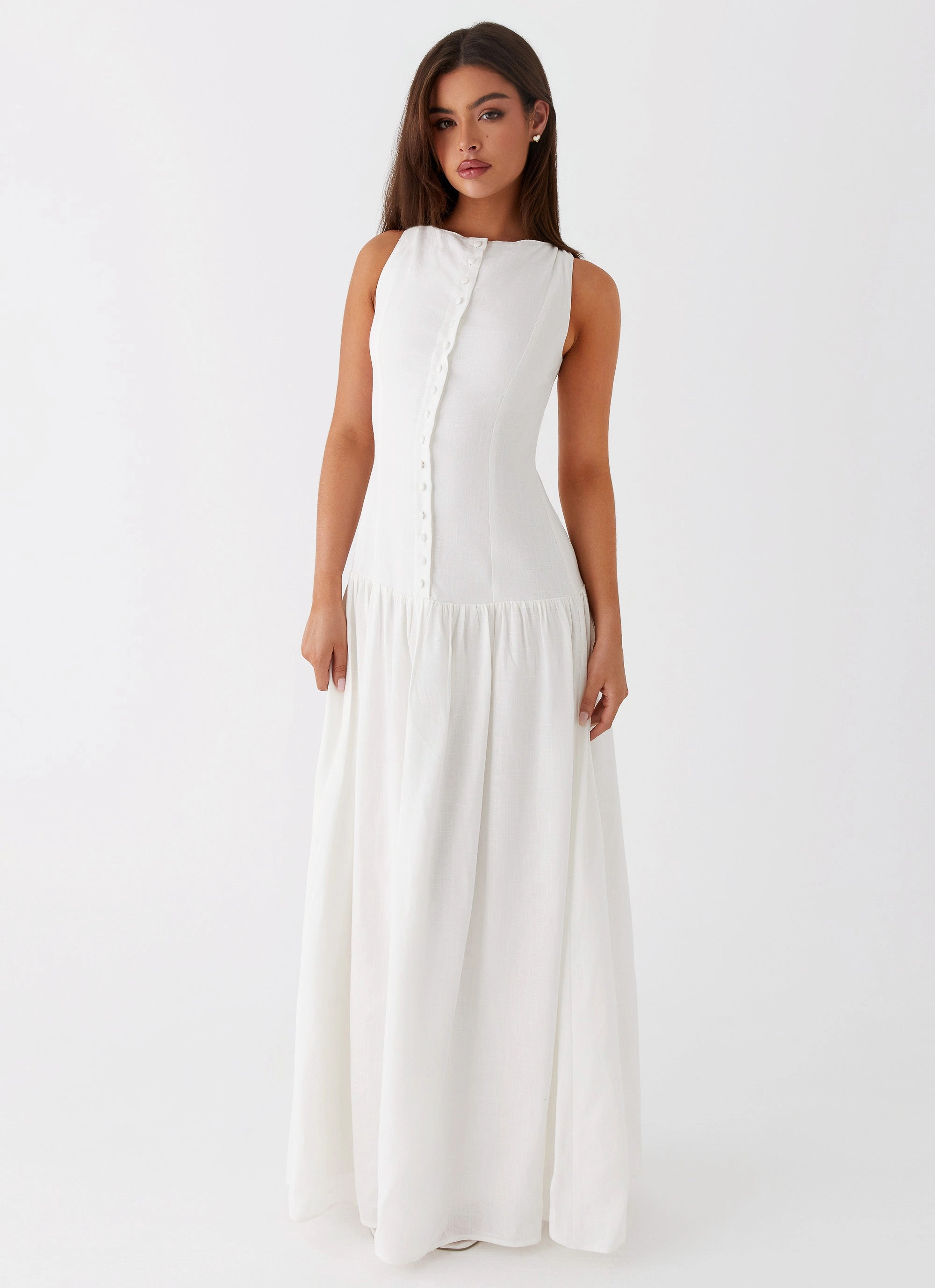 Meggie Linen Maxi Dress - White Cozy Wear
