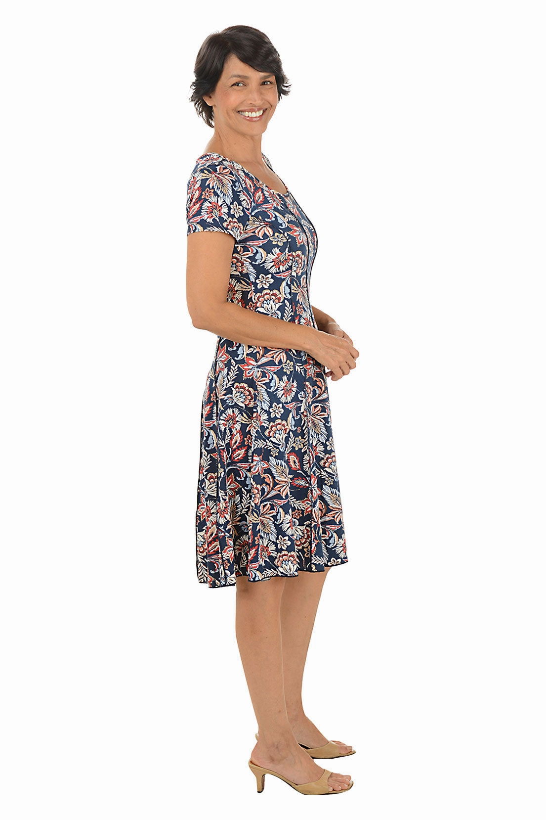 Quick-Dry Comfy Fit Melaleuca Puff Print Seamed Dress