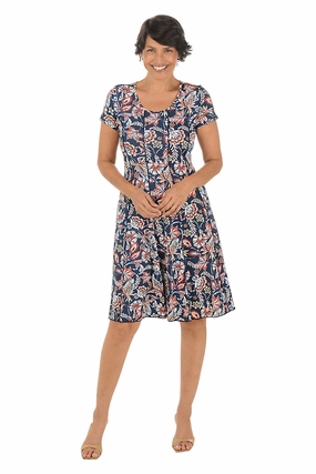 Melaleuca Puff Print Seamed Dress Button Chic Trendy Silhouette