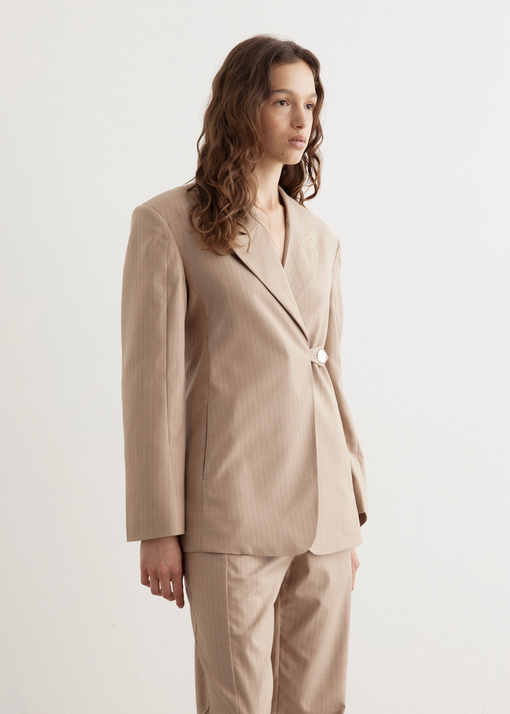 Melange Stripe Suiting Blazer Street Ready