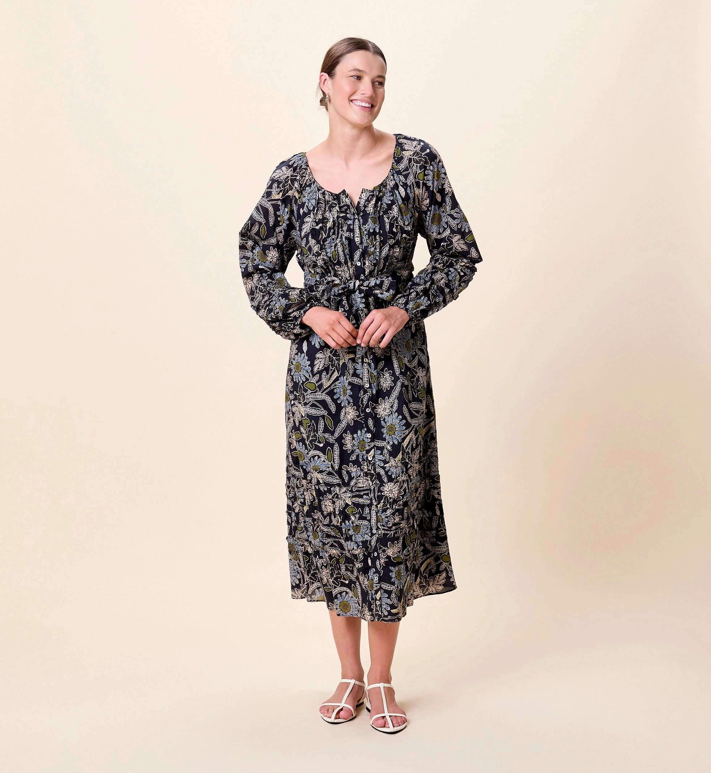 Melinda Midi Dress | Dark Magnolia Neutral Look Polished Motion