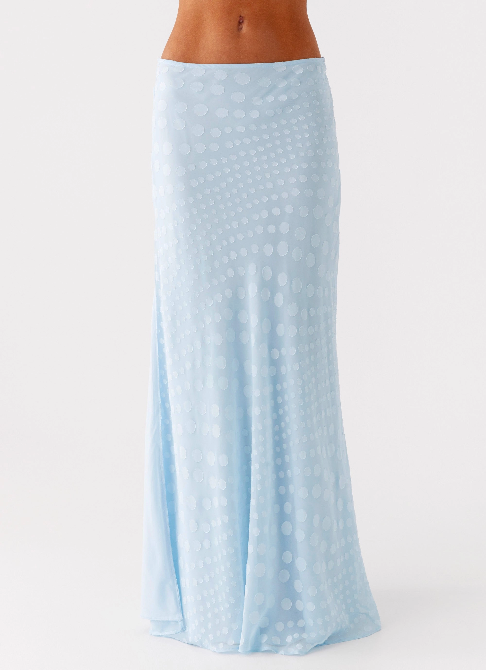 Mena Chiffon Spot Maxi Skirt - Blue Crisp Details Elasticized Cuff