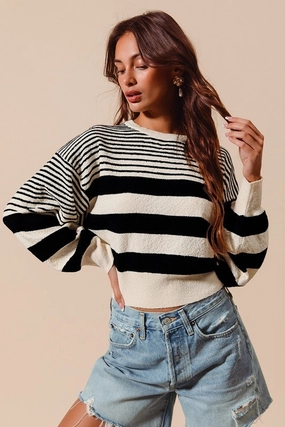 Comfortable knit piece Cozy Style Wear Meredith Multi Stripe Knitted Casual Sweater Top S-XL