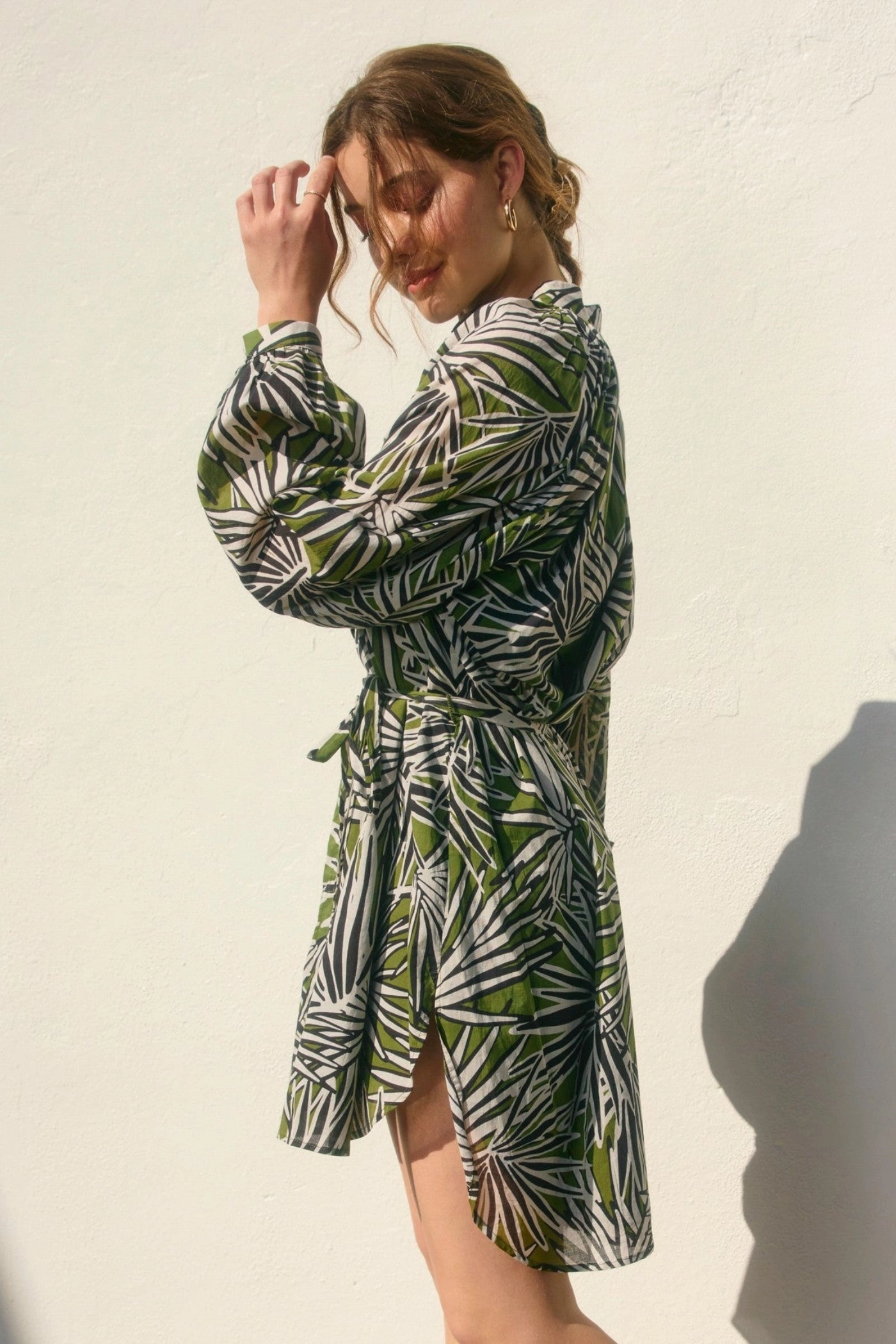 MEREDITH TROPICAL MINI DRESS Olive Tone