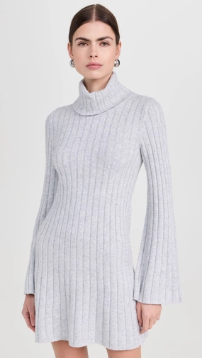 Meredith Turtleneck Sweater Dress in Ice Heather Comfortable Design Bold Elegance