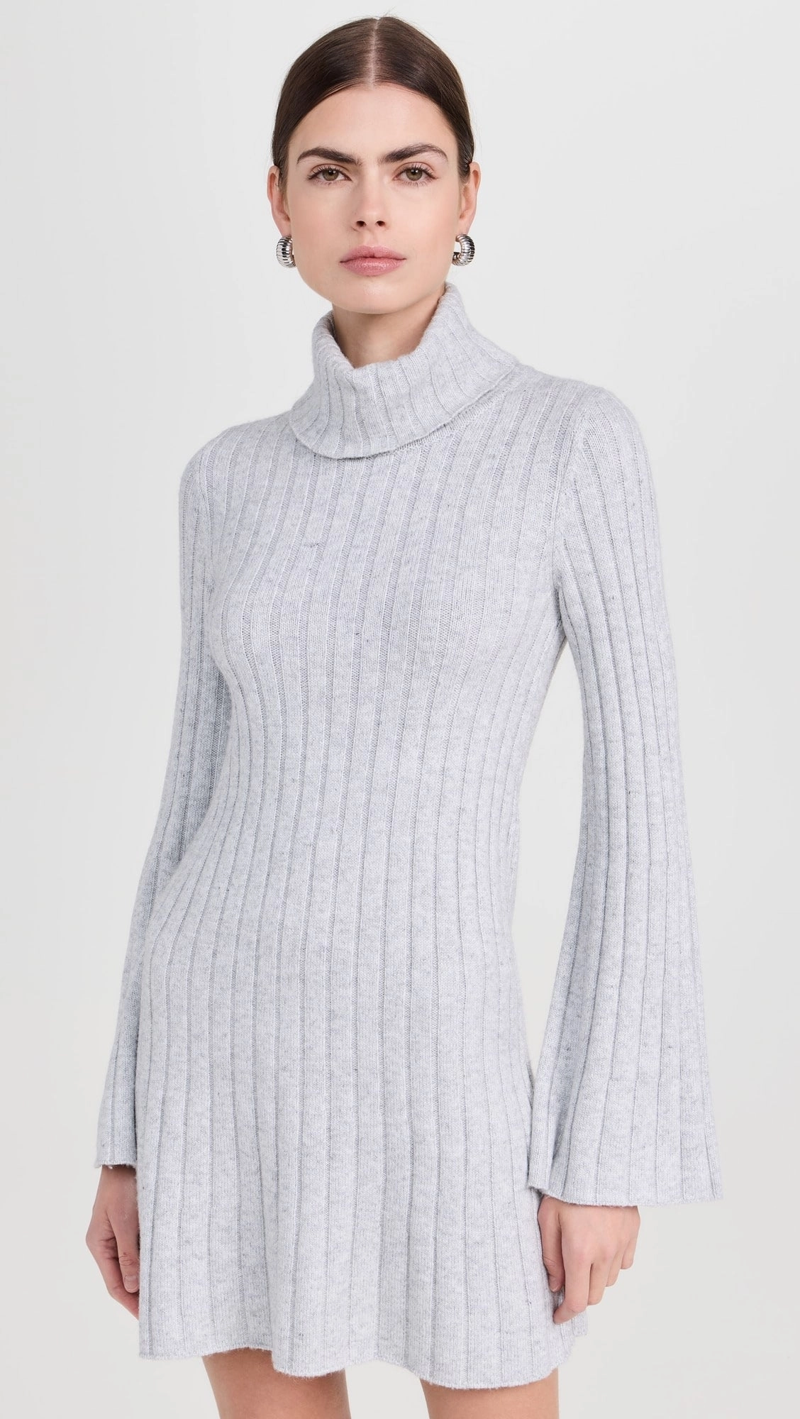 Meredith Turtleneck Sweater Dress in Ice Heather Comfortable Design Bold Elegance