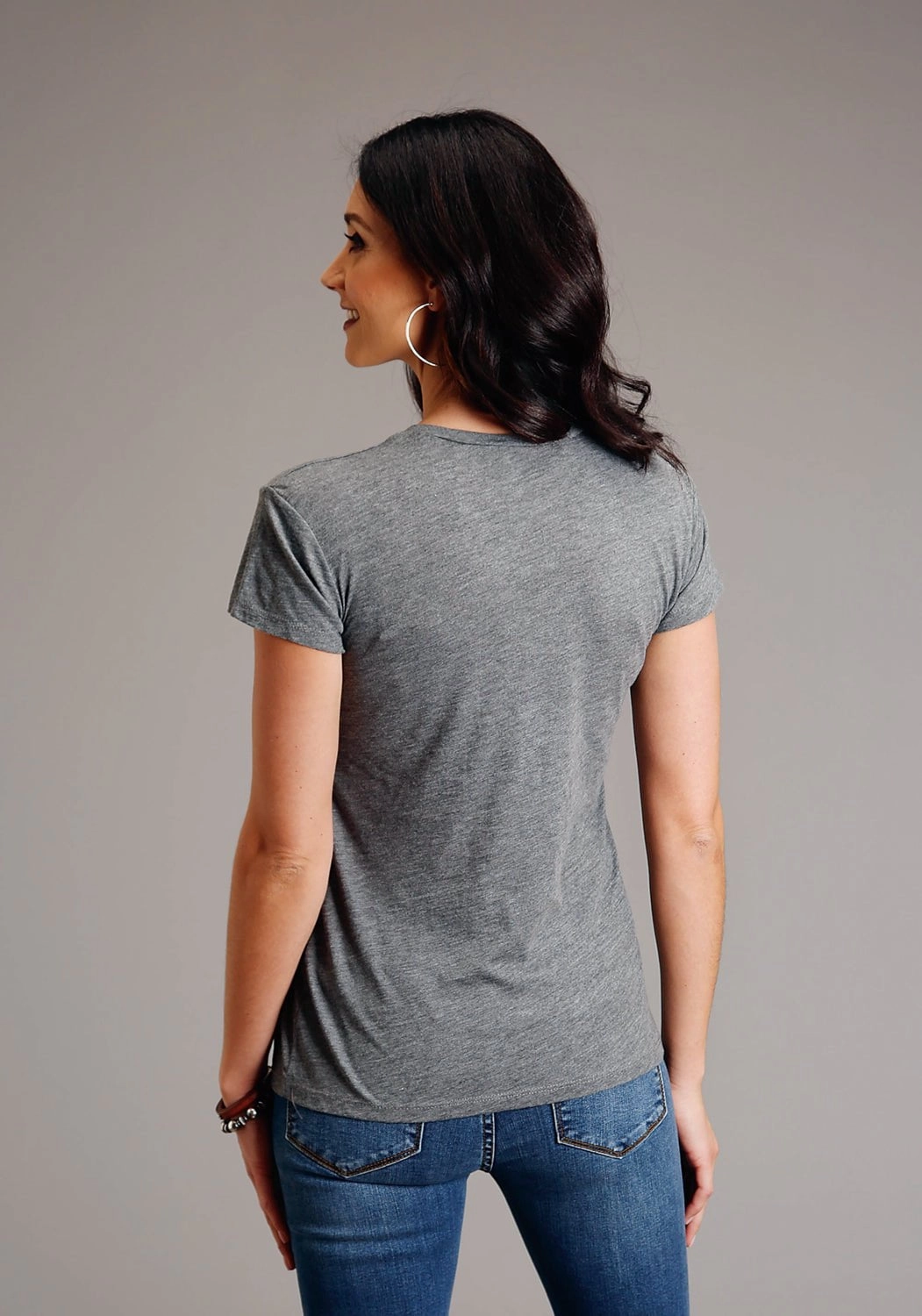 Runway Inspired Stetson Womens Grey Poly/Rayon Crest Screenprint S/S T-Shirt