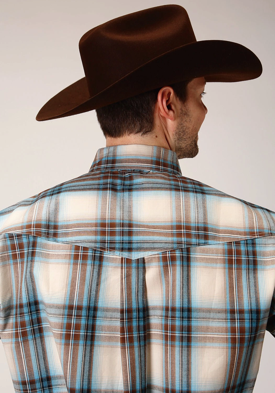 Multipurpose Utility Roper Mens Brown 100% Cotton Cocoa Plaid BD L/S Button Shirt