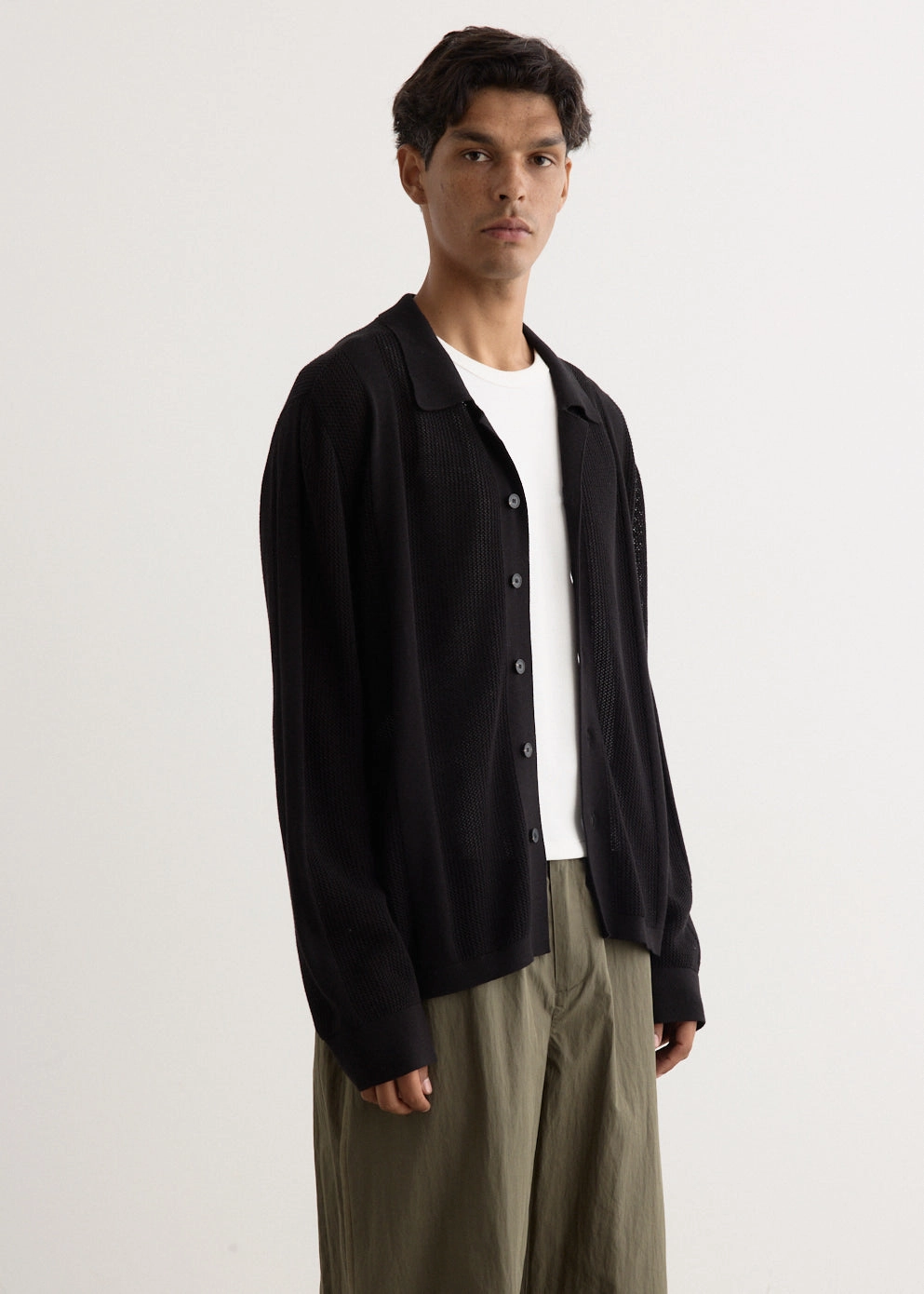 Double Layer Thermal Metropolis Knit Camp Collar Shirt