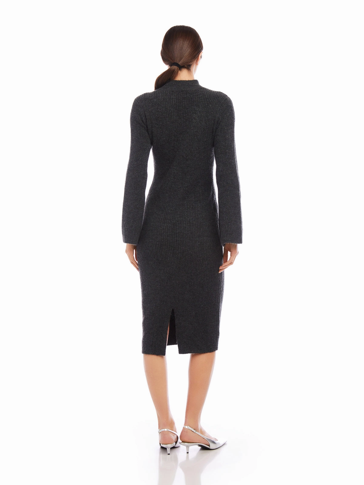 Texture Mood Midi Sweater Dress in Charcoal